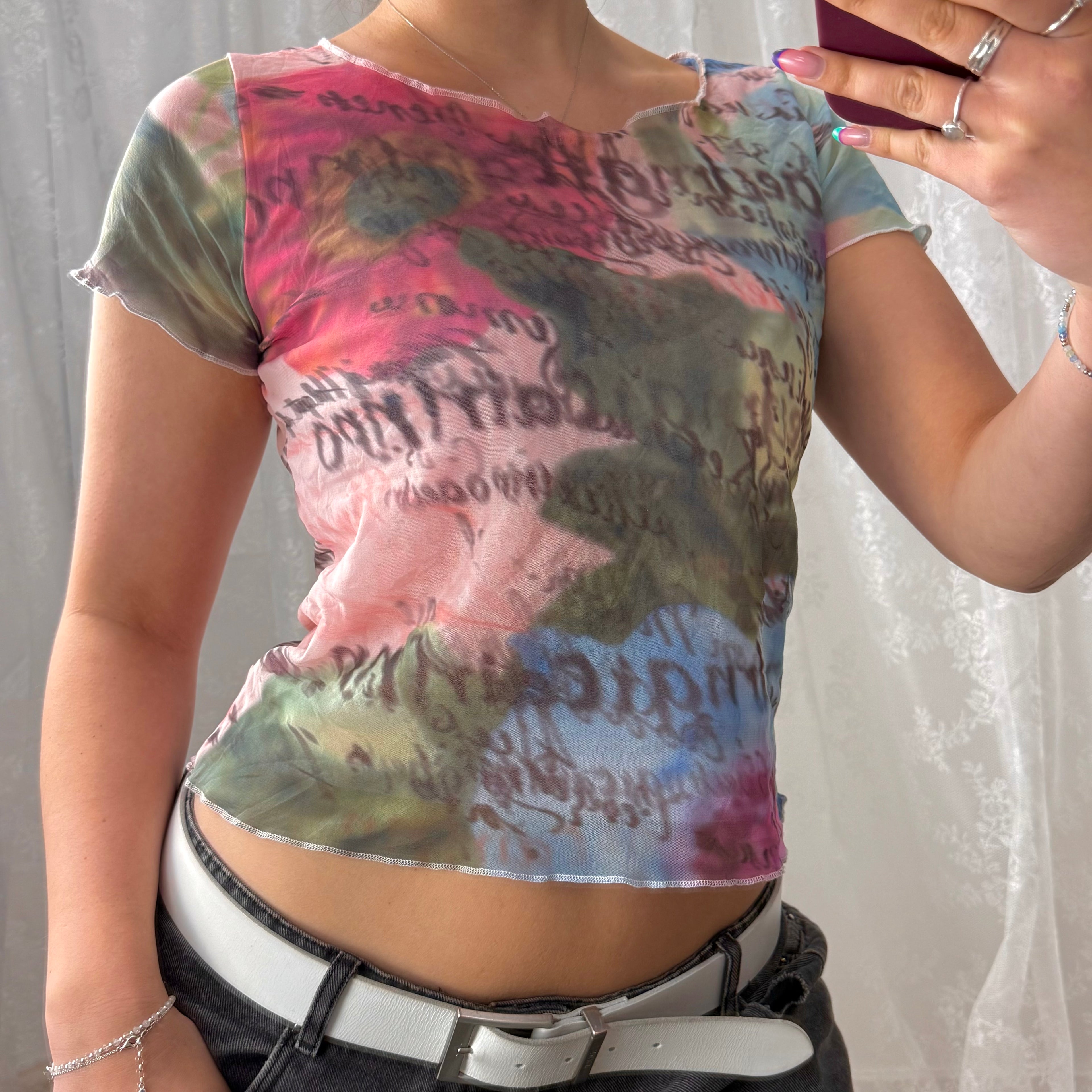 Mesh patterned baby tee
