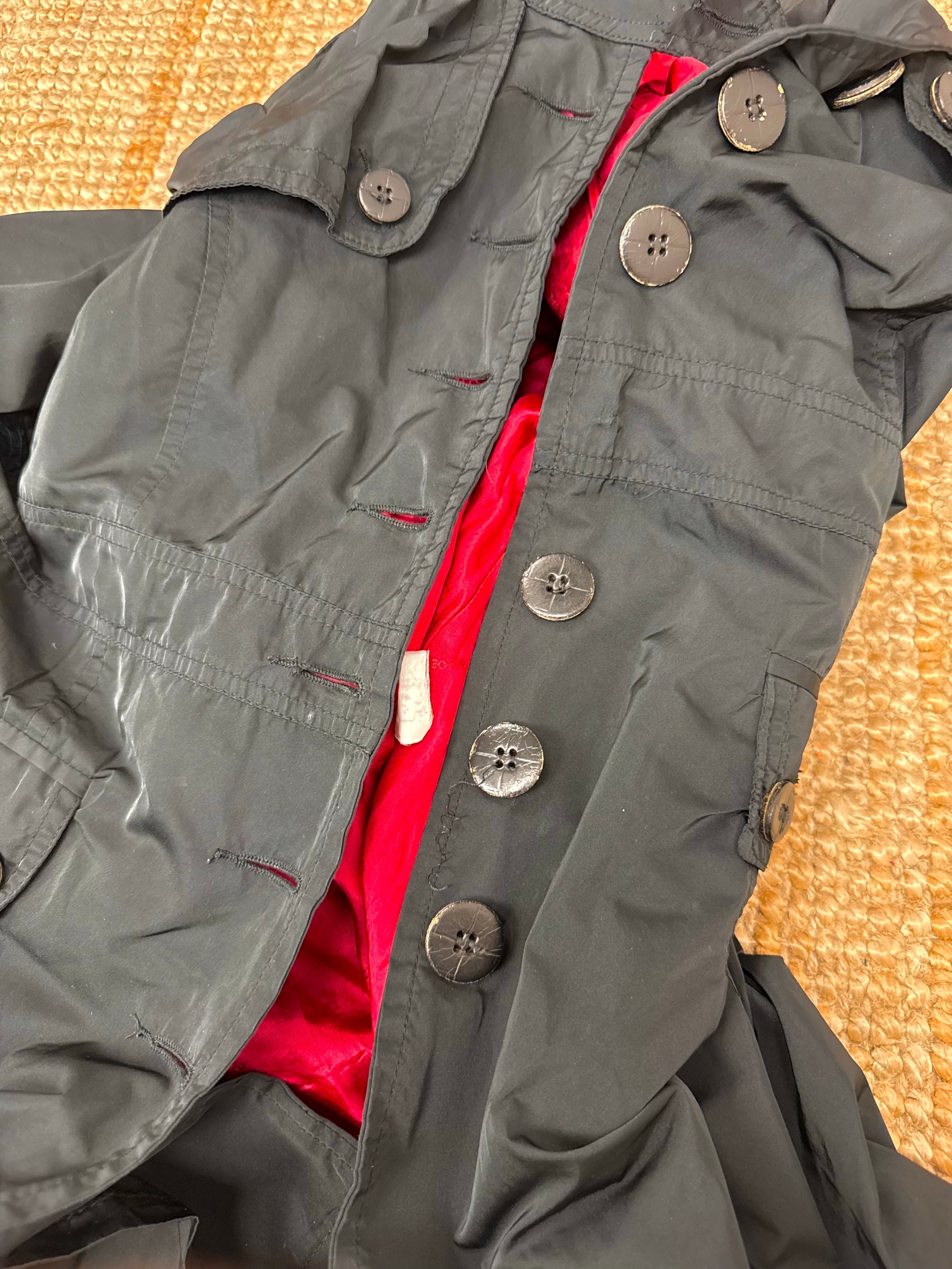 Black shiny Longlined button up jacket