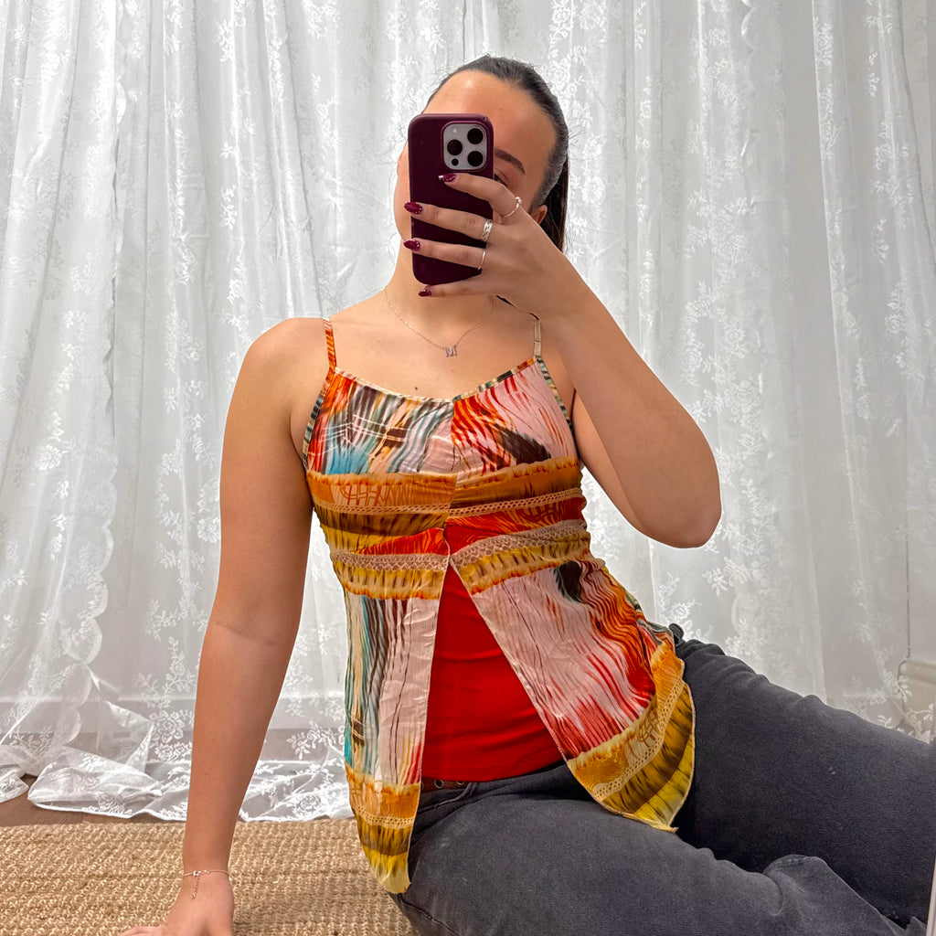 Multicoloured open cami top