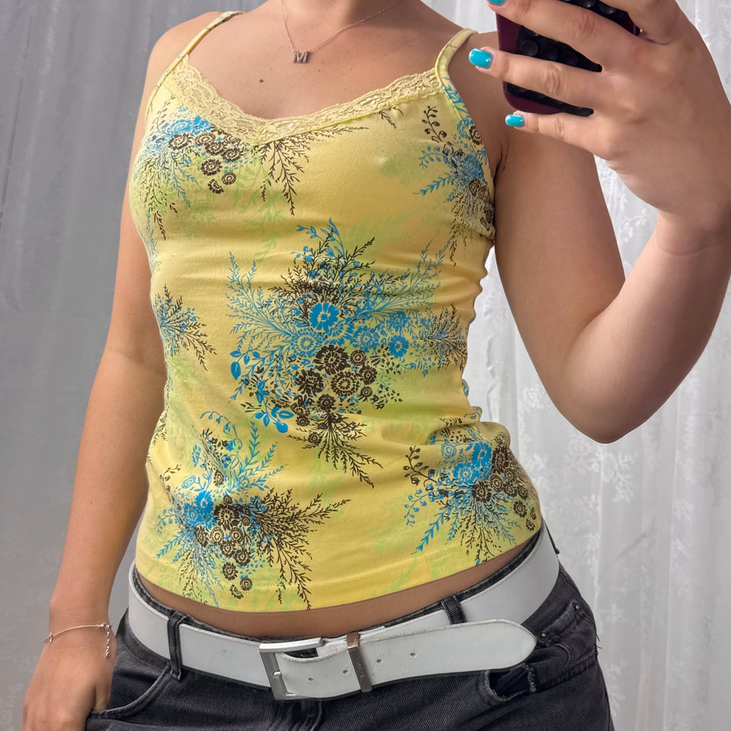 Yellow detailed vest top