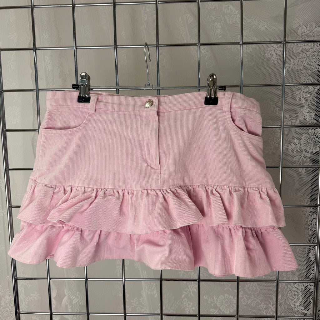 Pink ruffle mini skirt