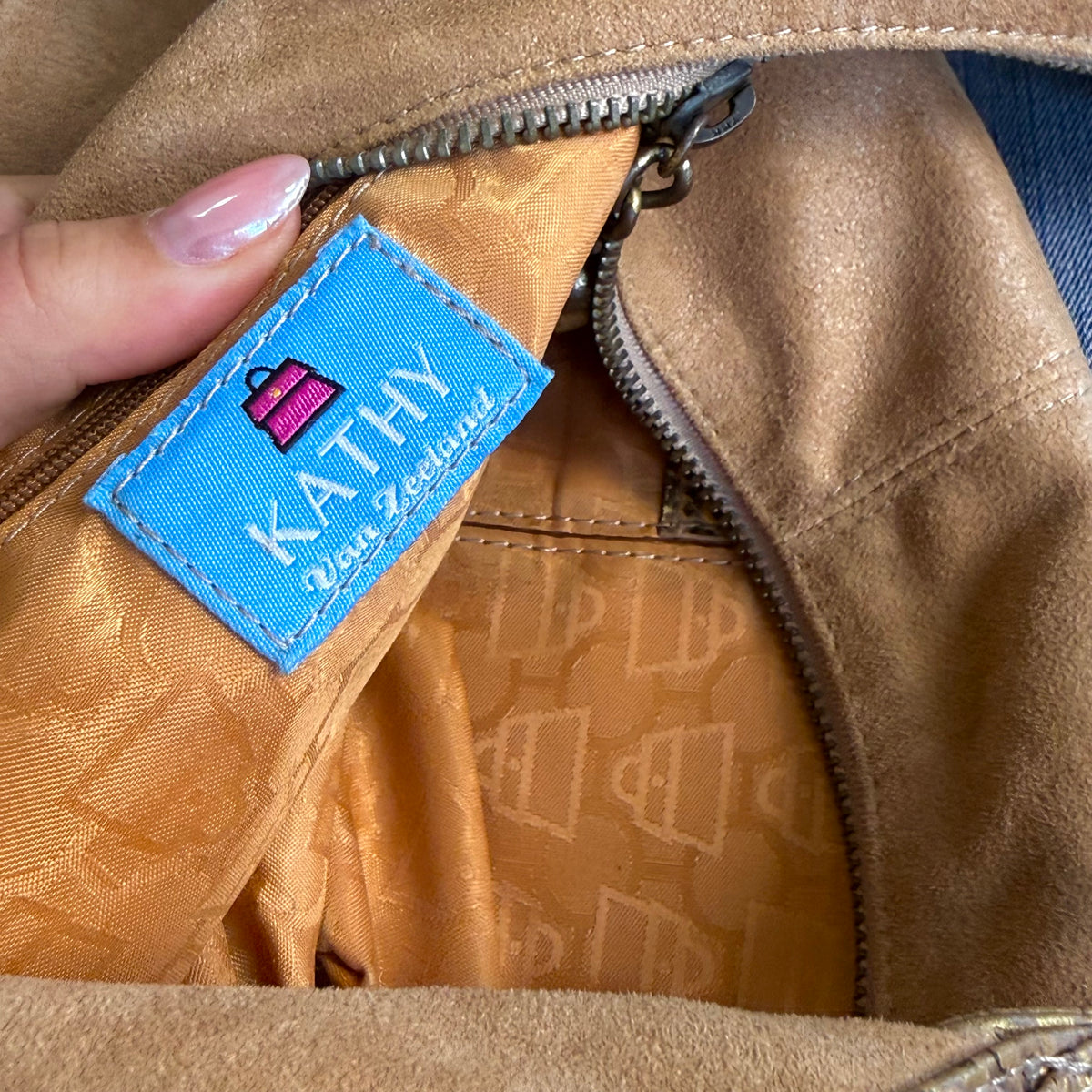 Beige suede KATHY VAN ZEALAND detailed bag