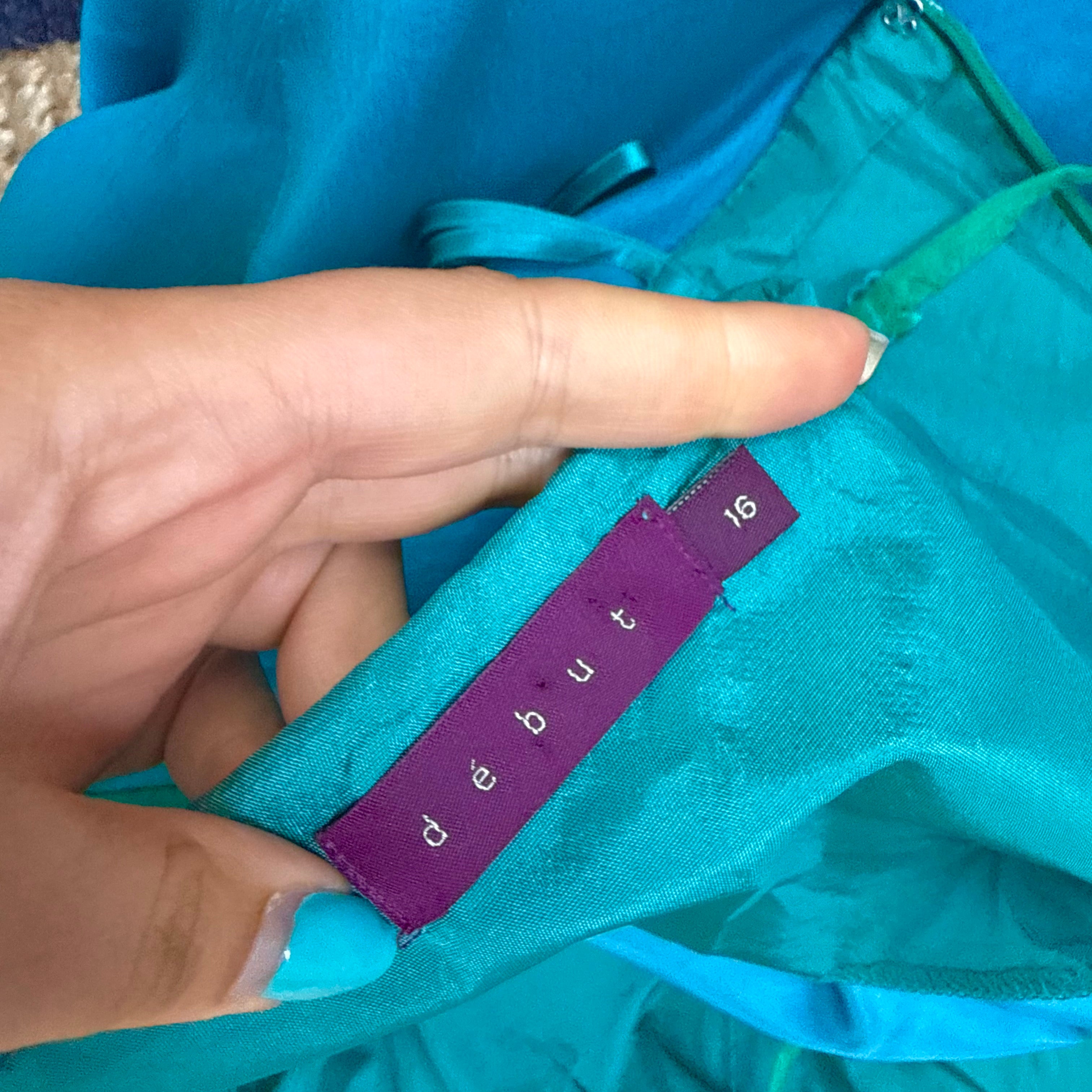 Blue and green mesh 2000s dress