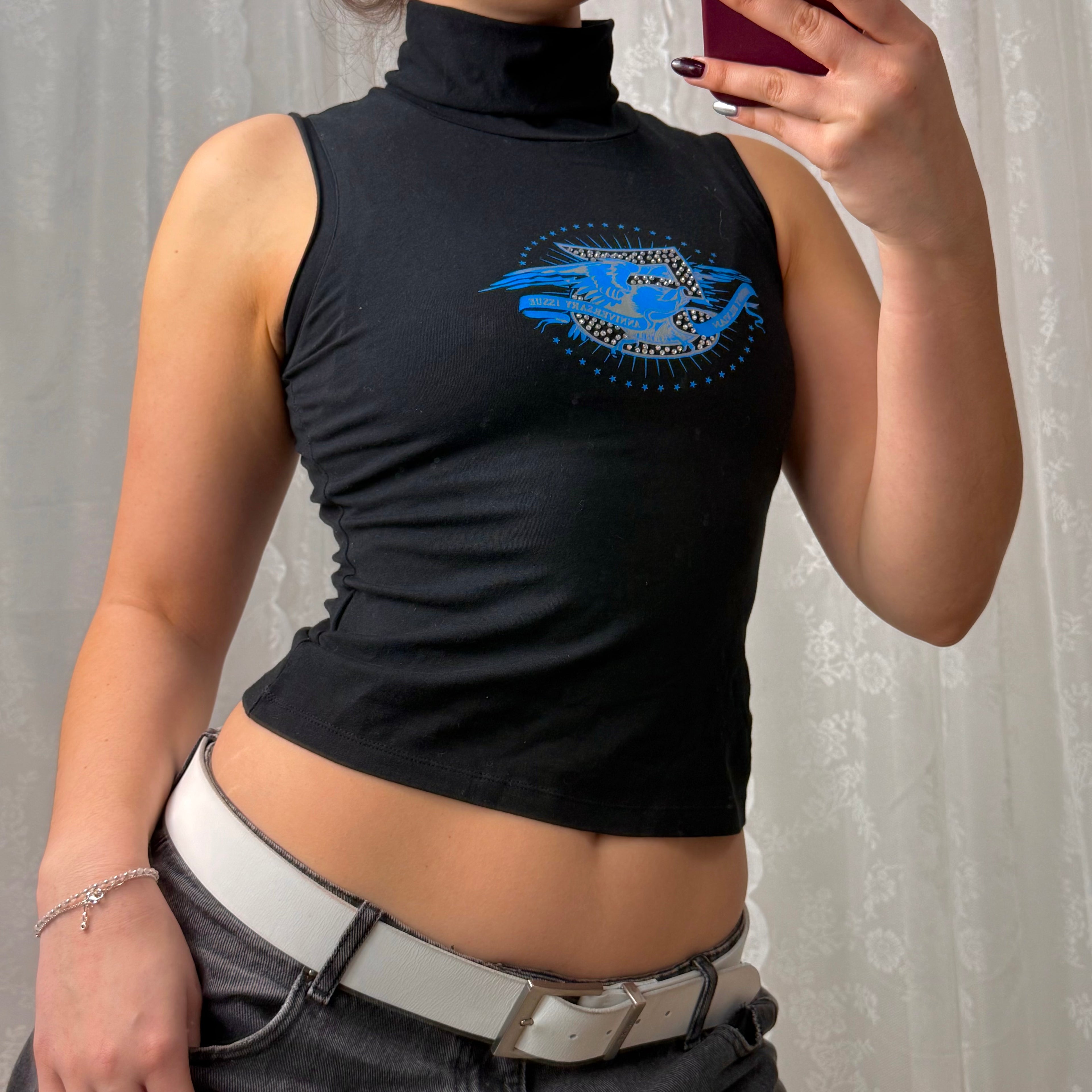Black and blue gem turtleneck