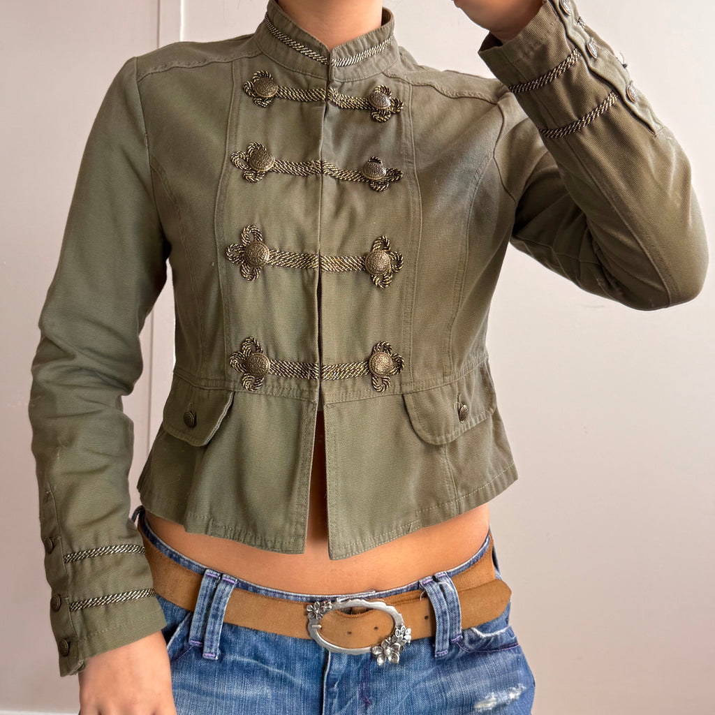 Green detailed button jacket