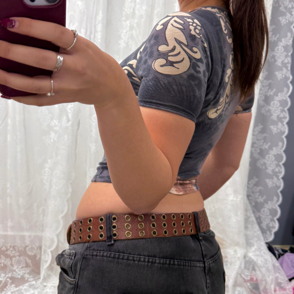 Grey animal printed baby tee