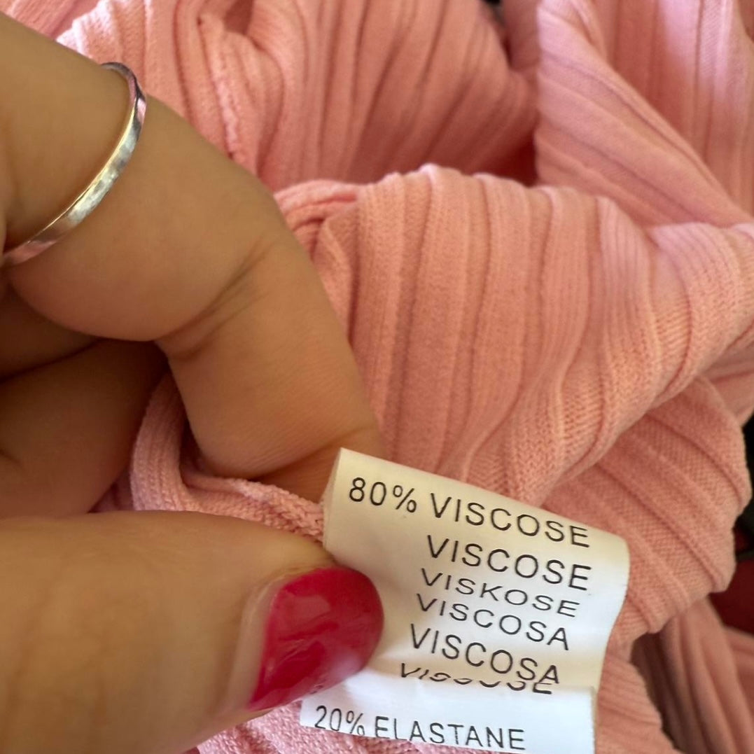 Baby pink ribbed vintage wrap top/cardigan