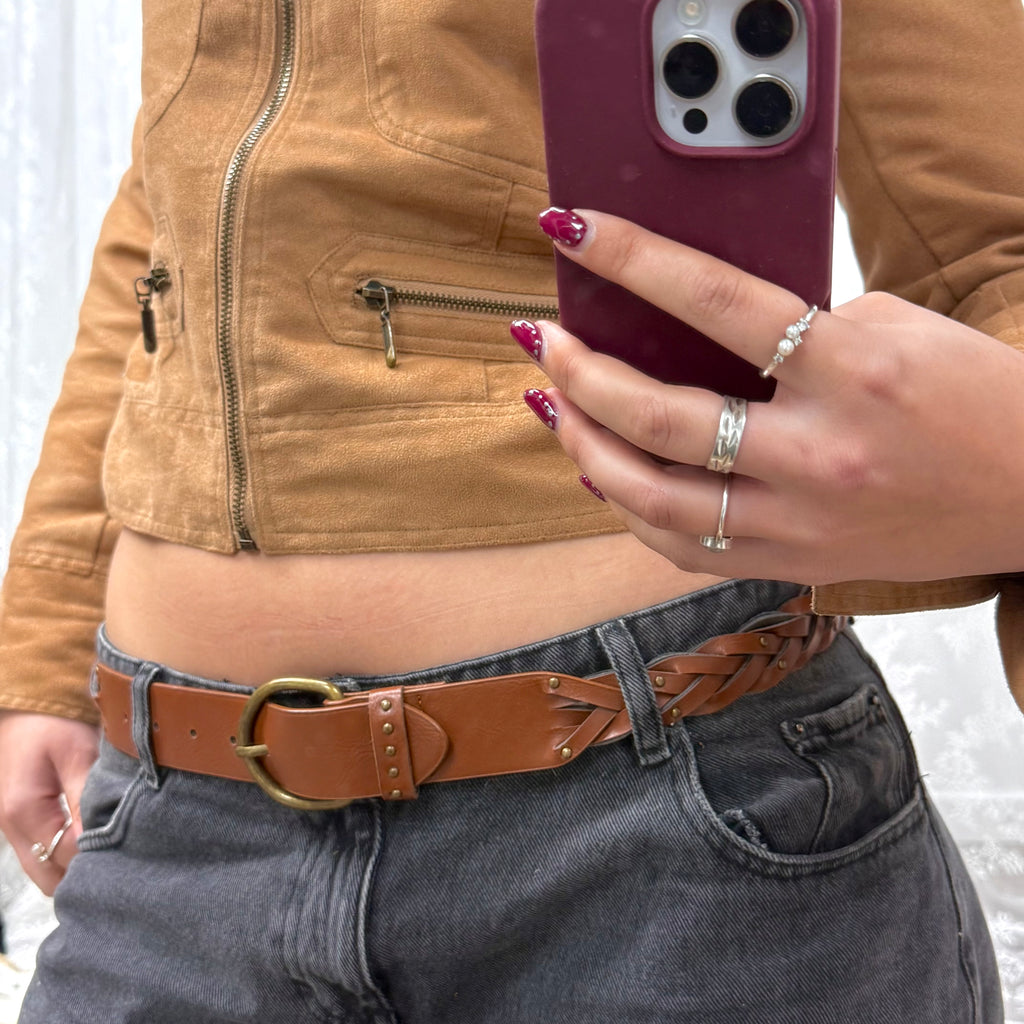 Tan woven belt