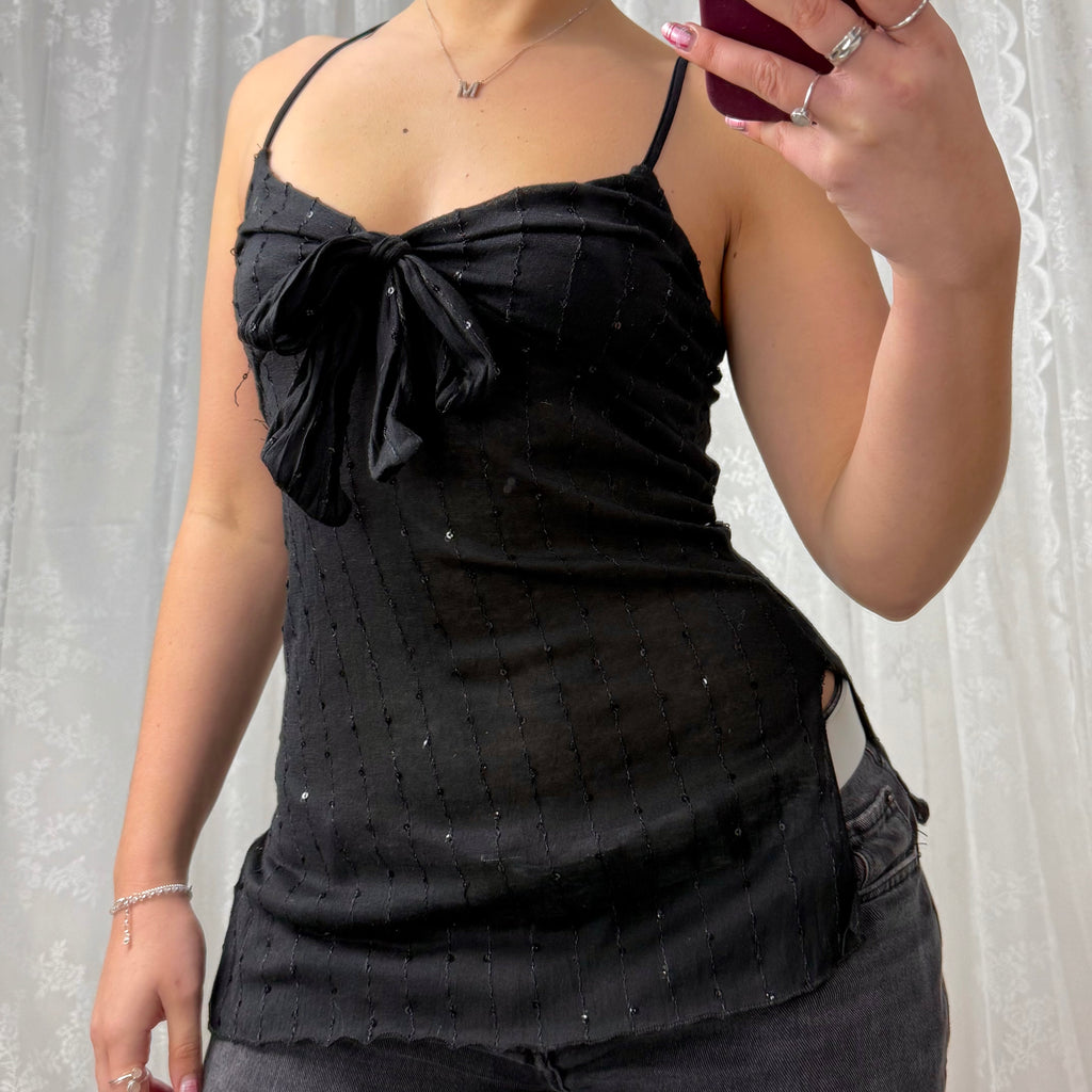 Black sequin cami top
