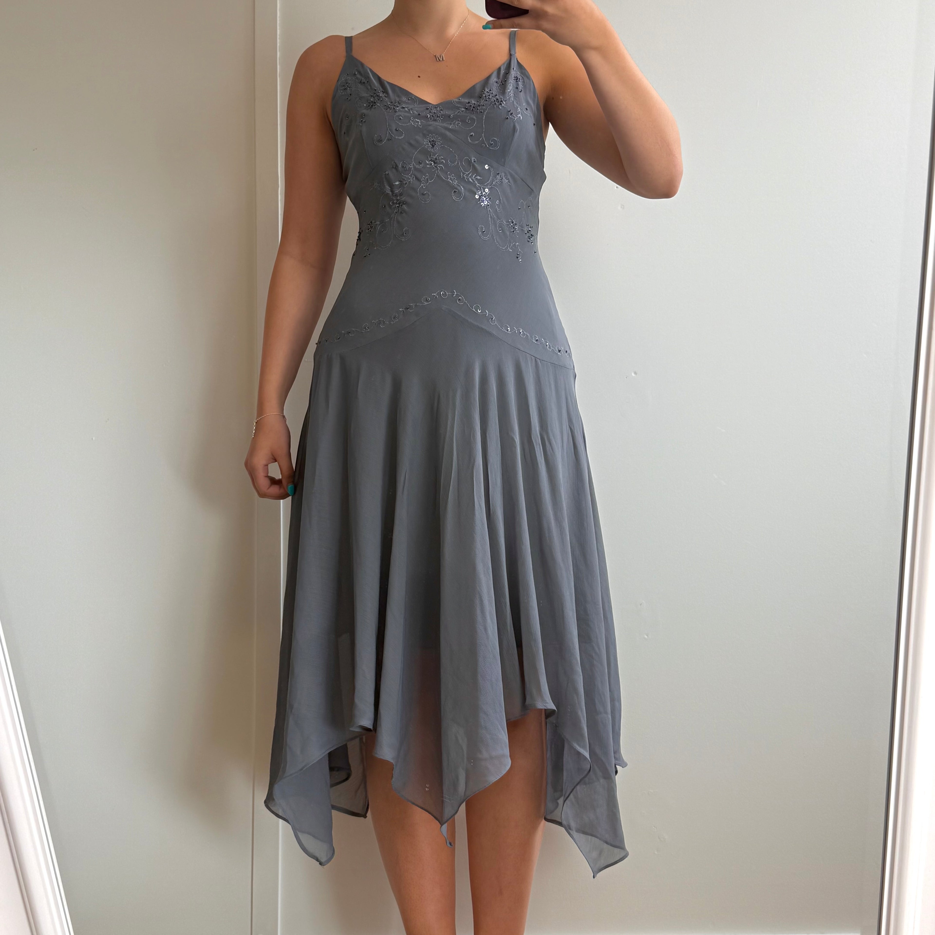 Grey mesh sequin detailed fairy dress