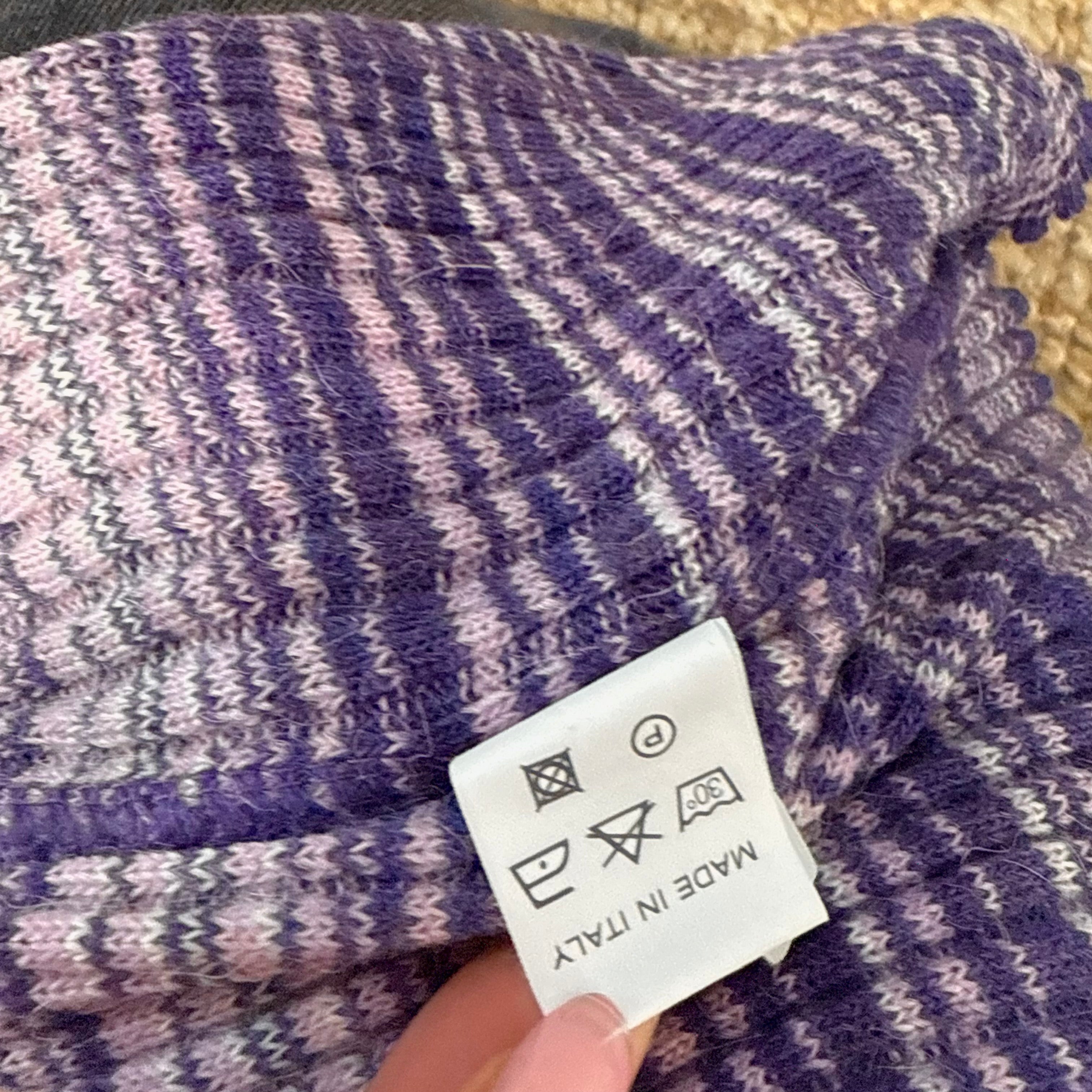 Purple and white wool blend turtleneck
