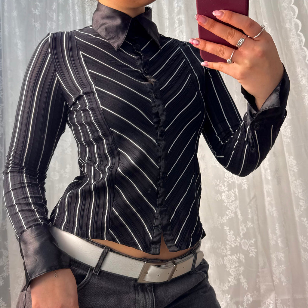Black and white mesh shirt