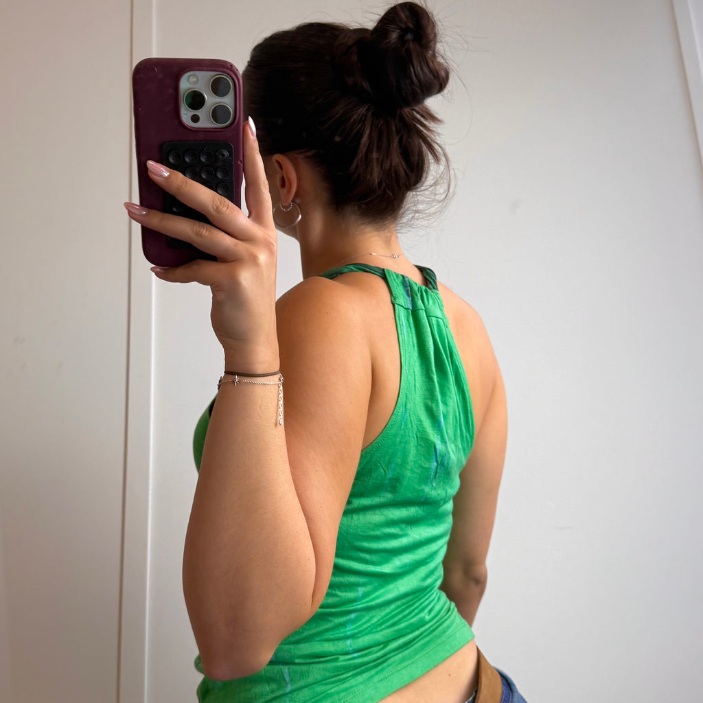 Green sequin cami top