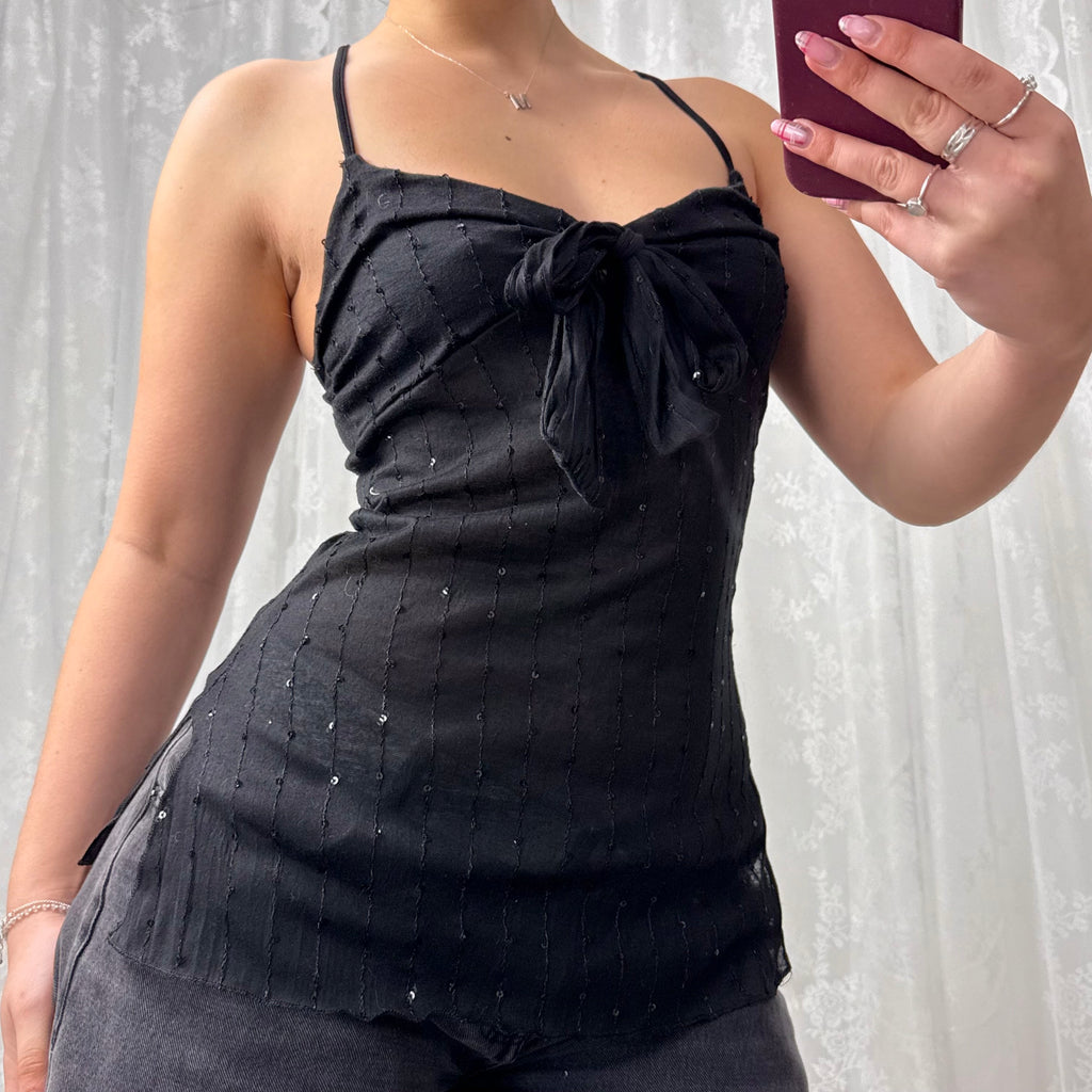 Black sequin cami top