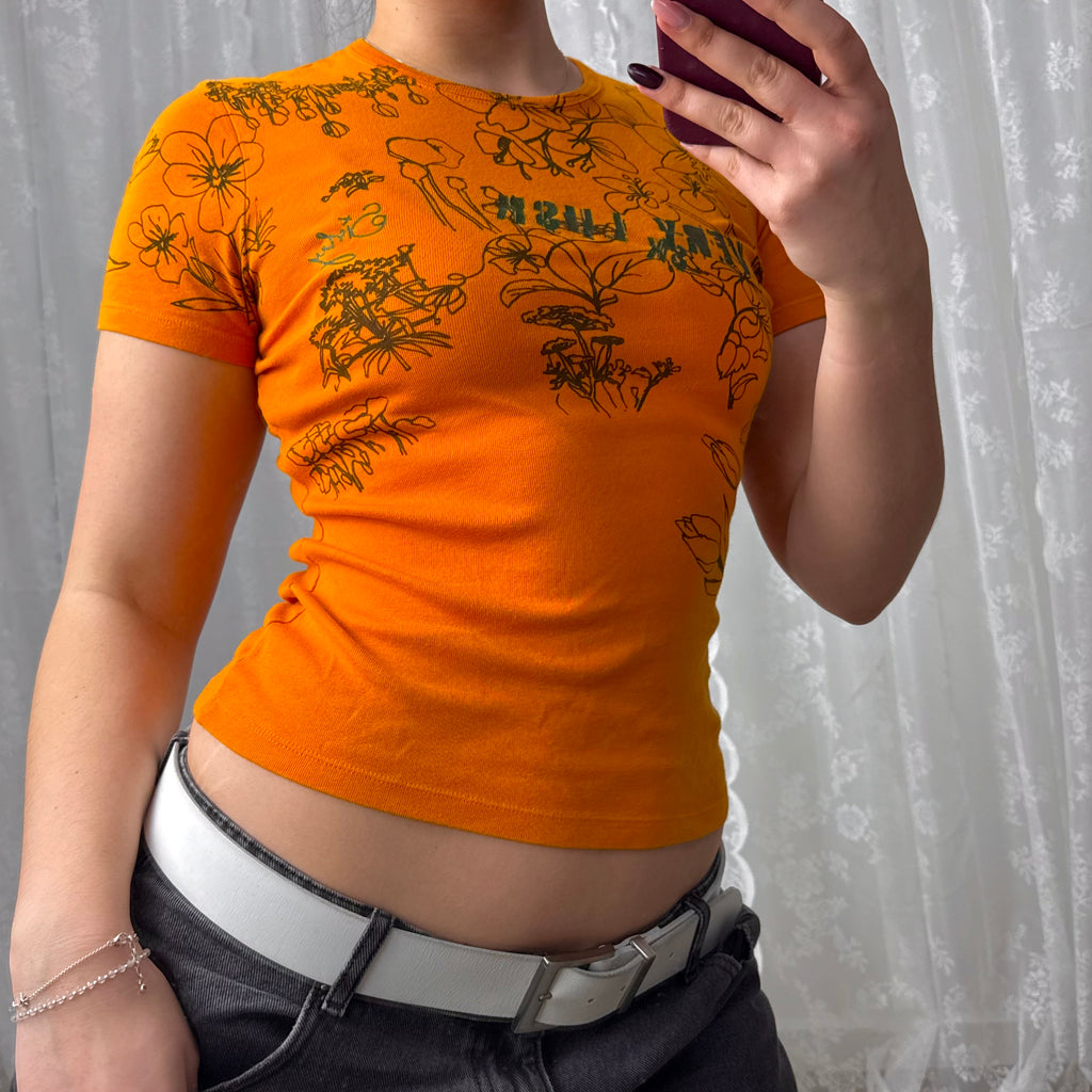 Orange patterned baby tee