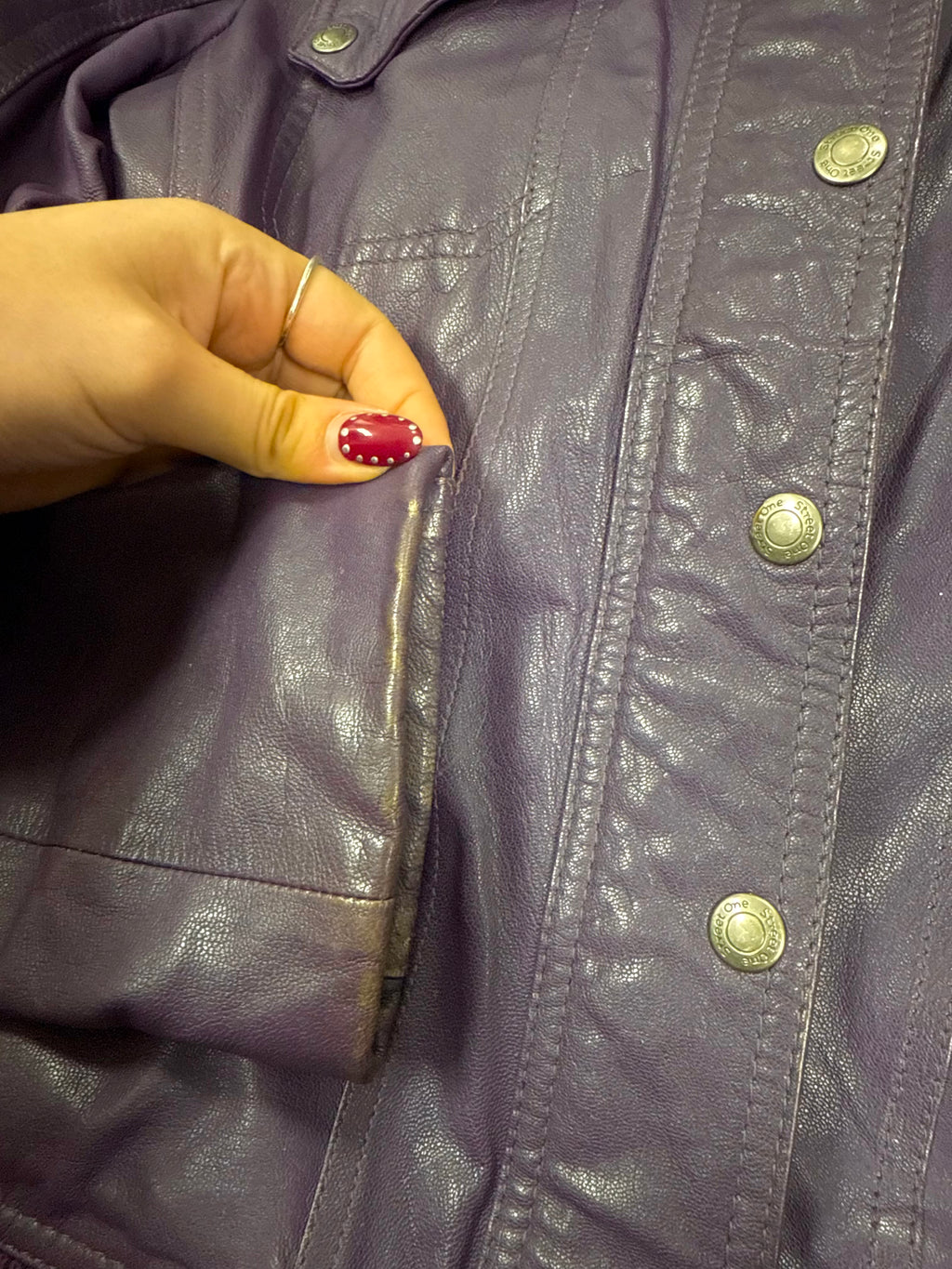 Purple leather bomber jacket
