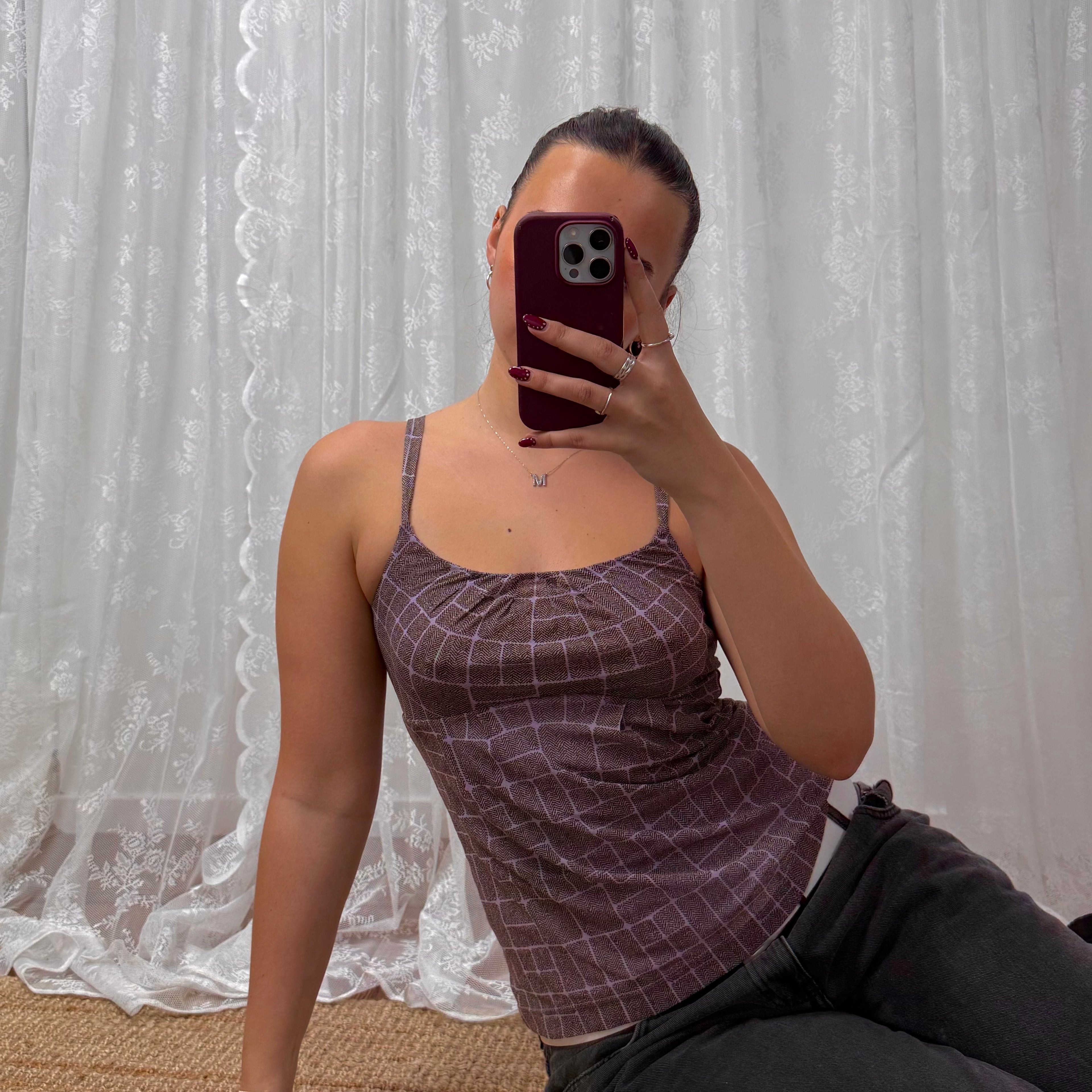 Purple patterned cami top