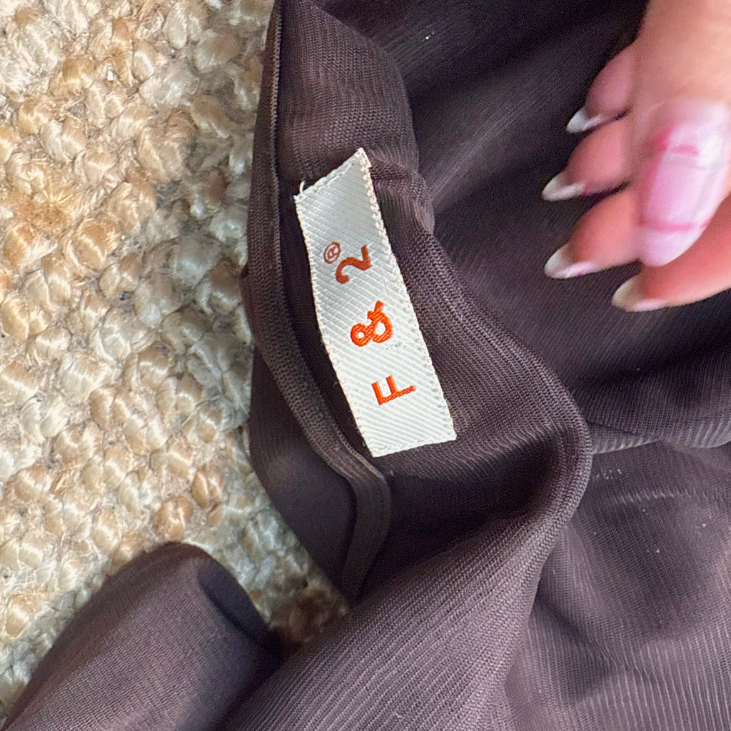 Brown mesh sequin long sleeved top