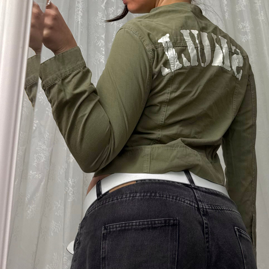 Green ‘skull’ double zip jacket