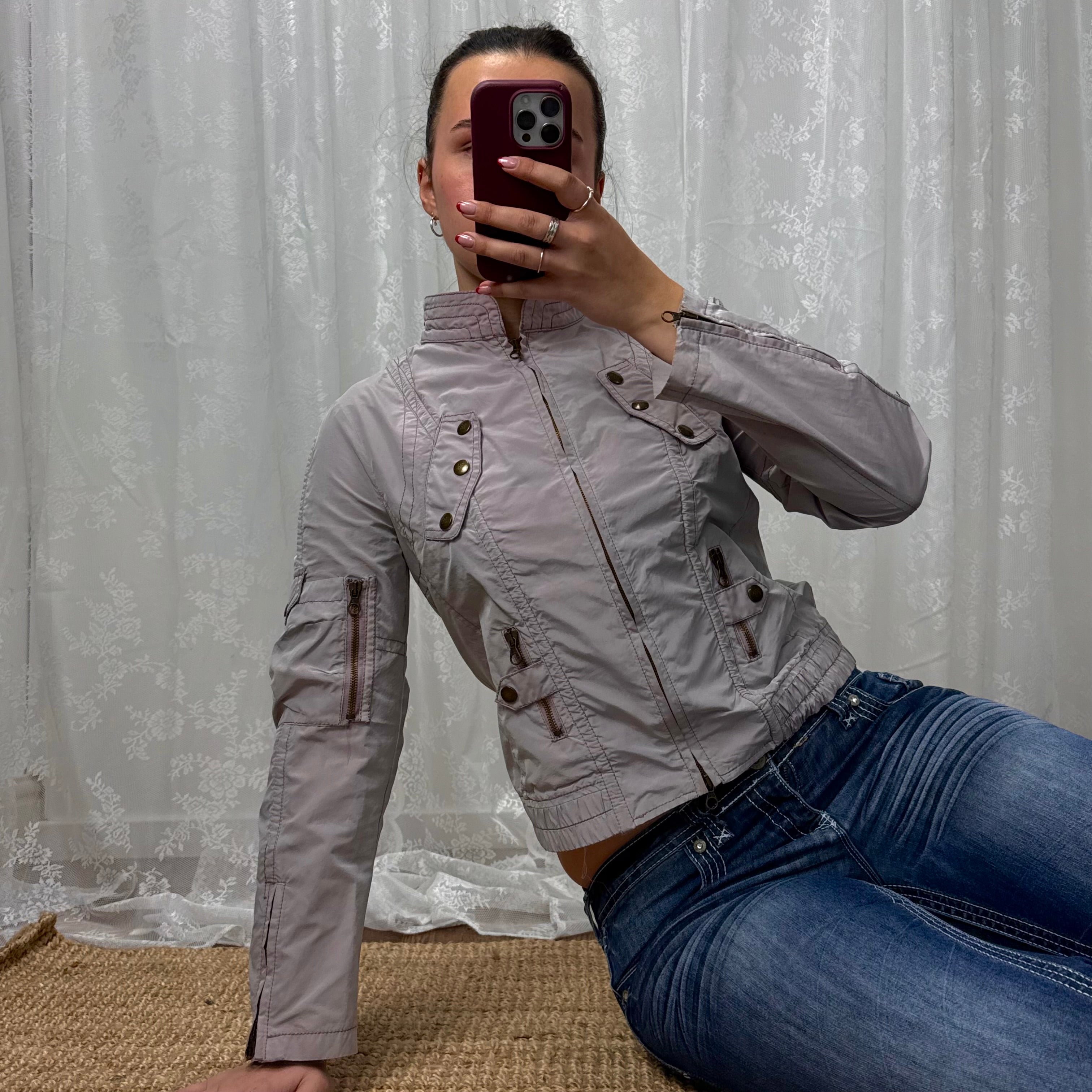 Purple lightweight cargo jacket