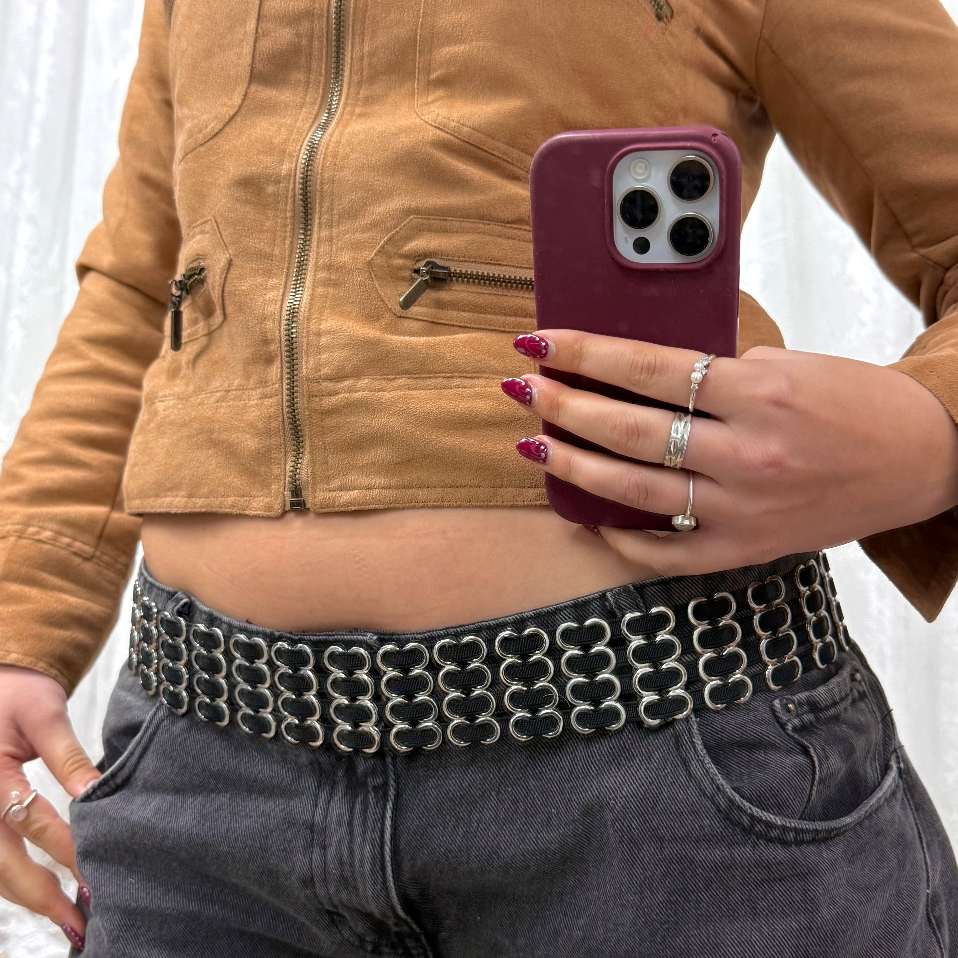 Black and silver elasticated belt