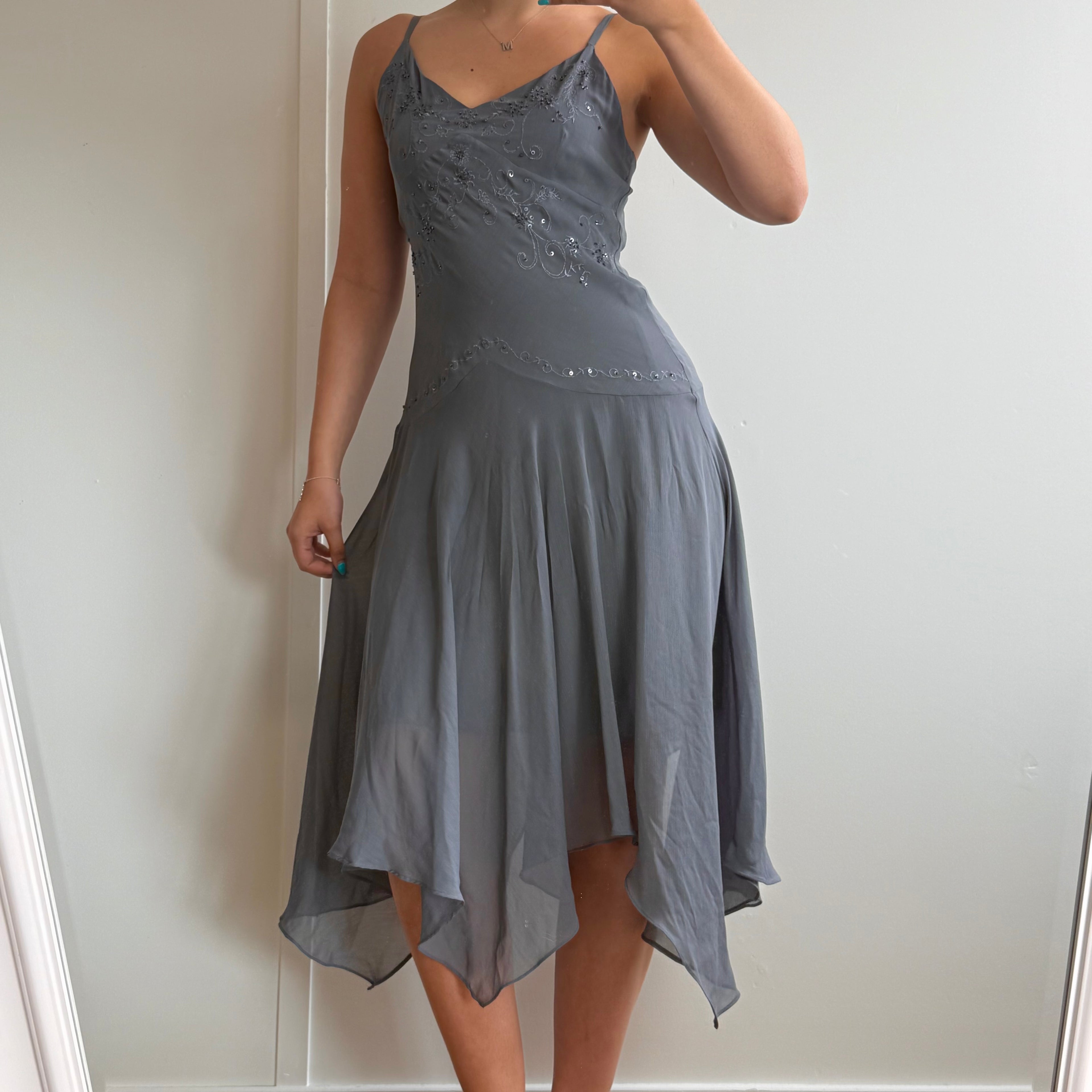 Grey mesh sequin detailed fairy dress