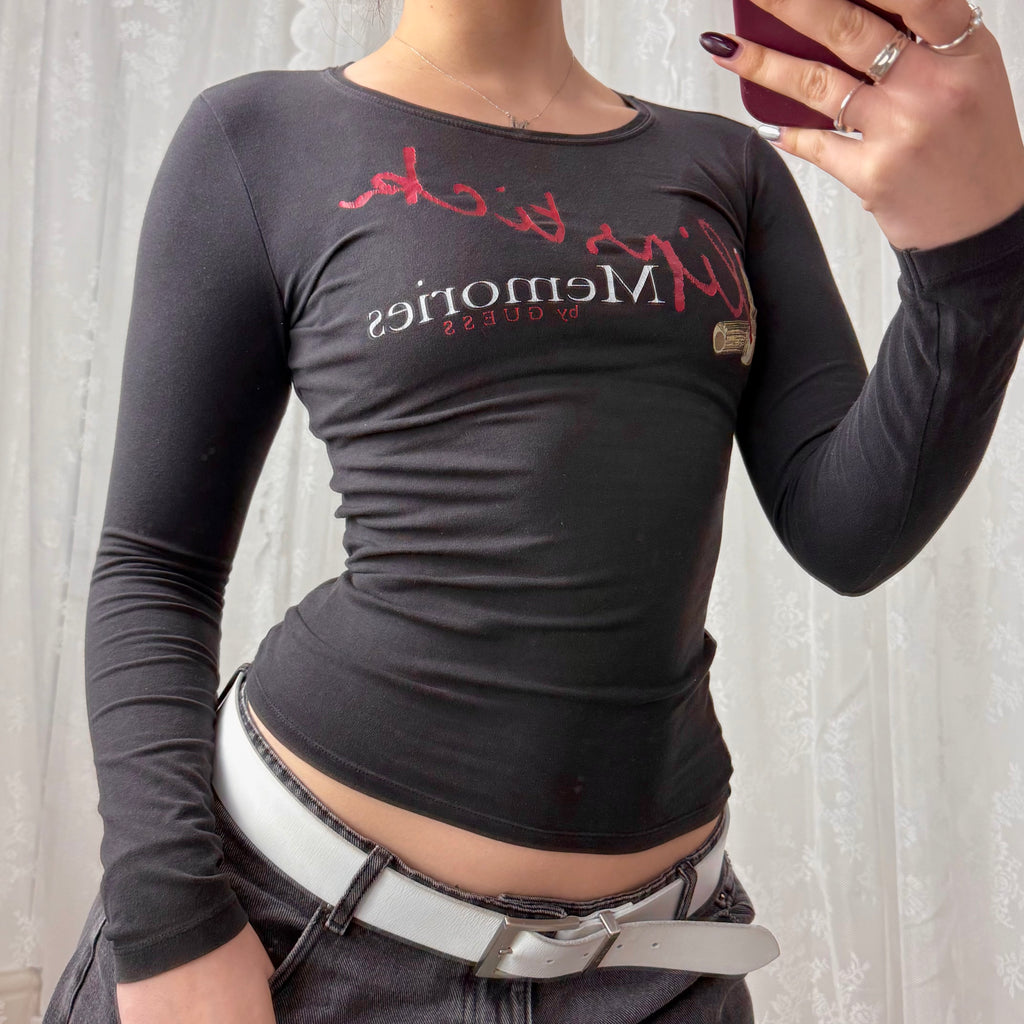 Black detailed GUESS long sleeved top