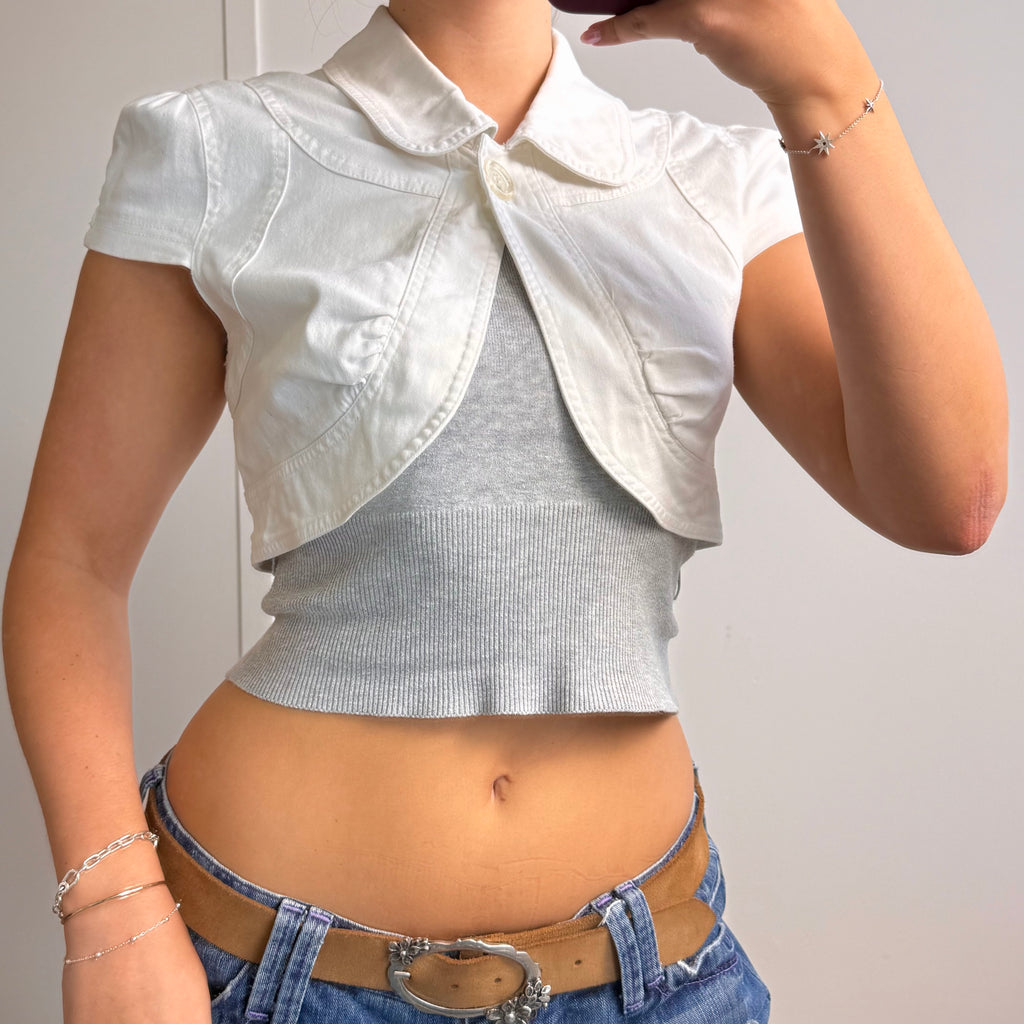 White bolero cropped jacket