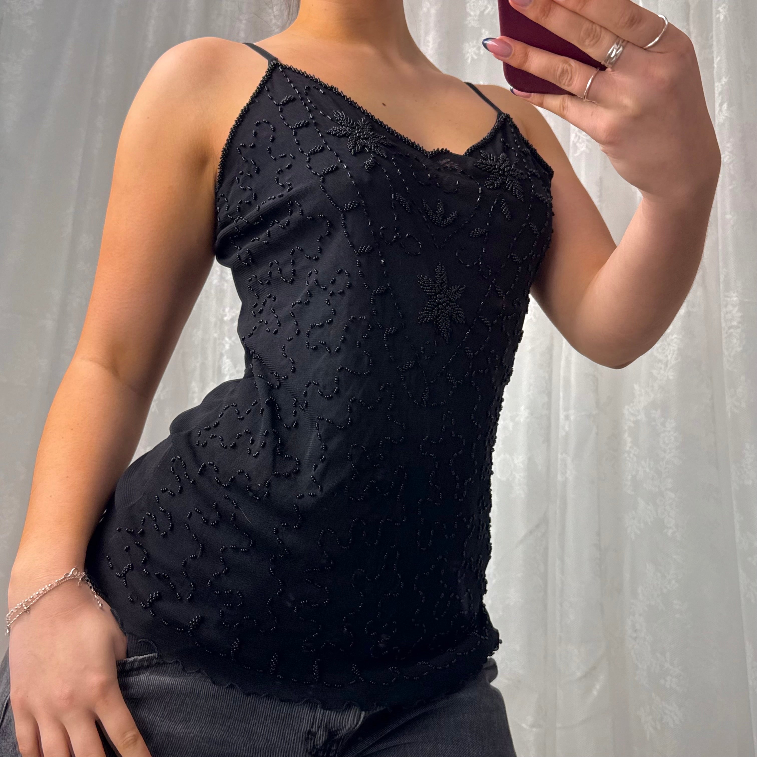 Black beaded cami top