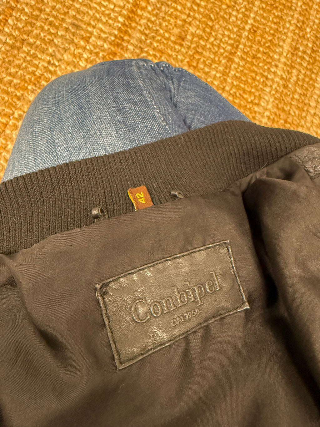 Black leather zip up bomber jacket