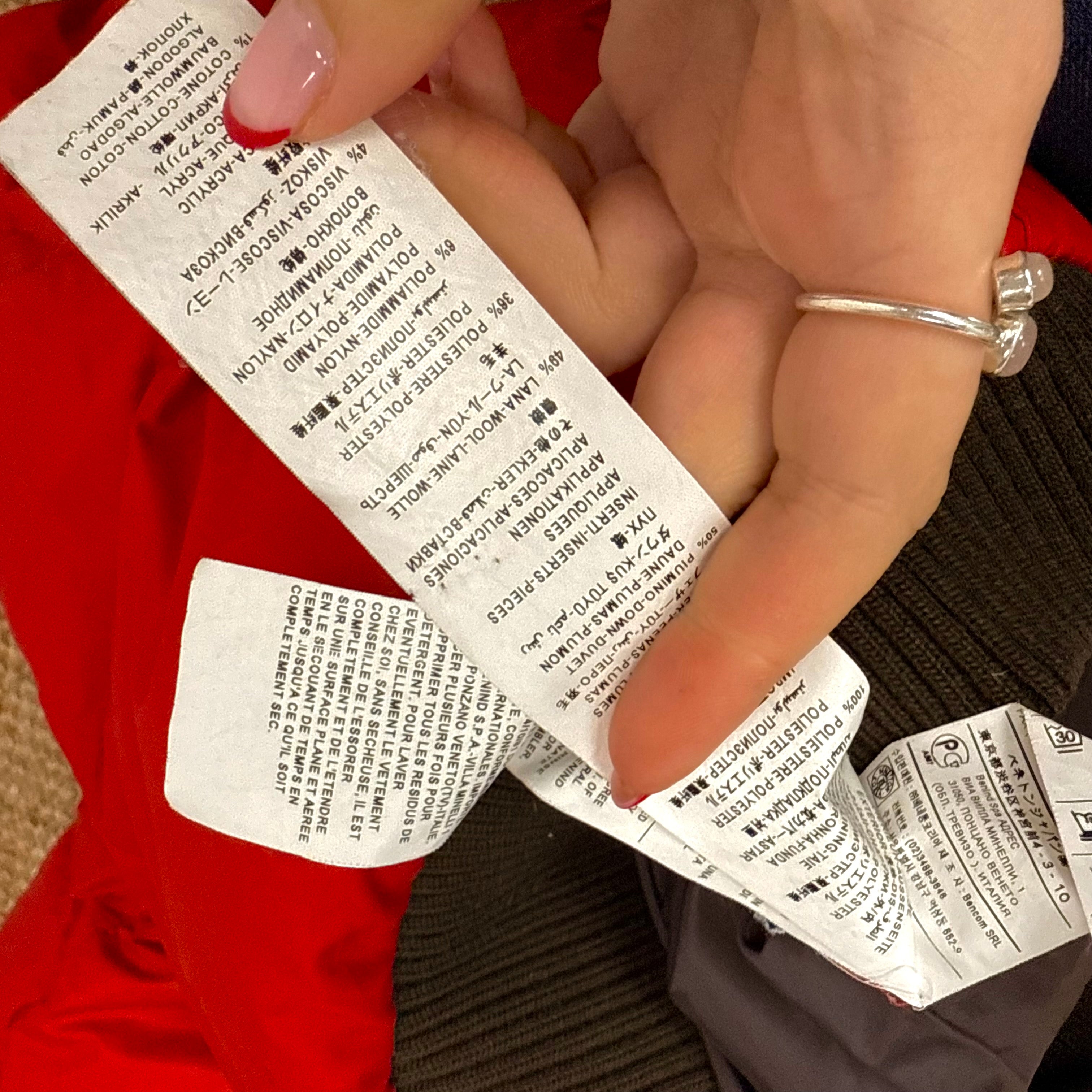 Brown and red puffer jacket