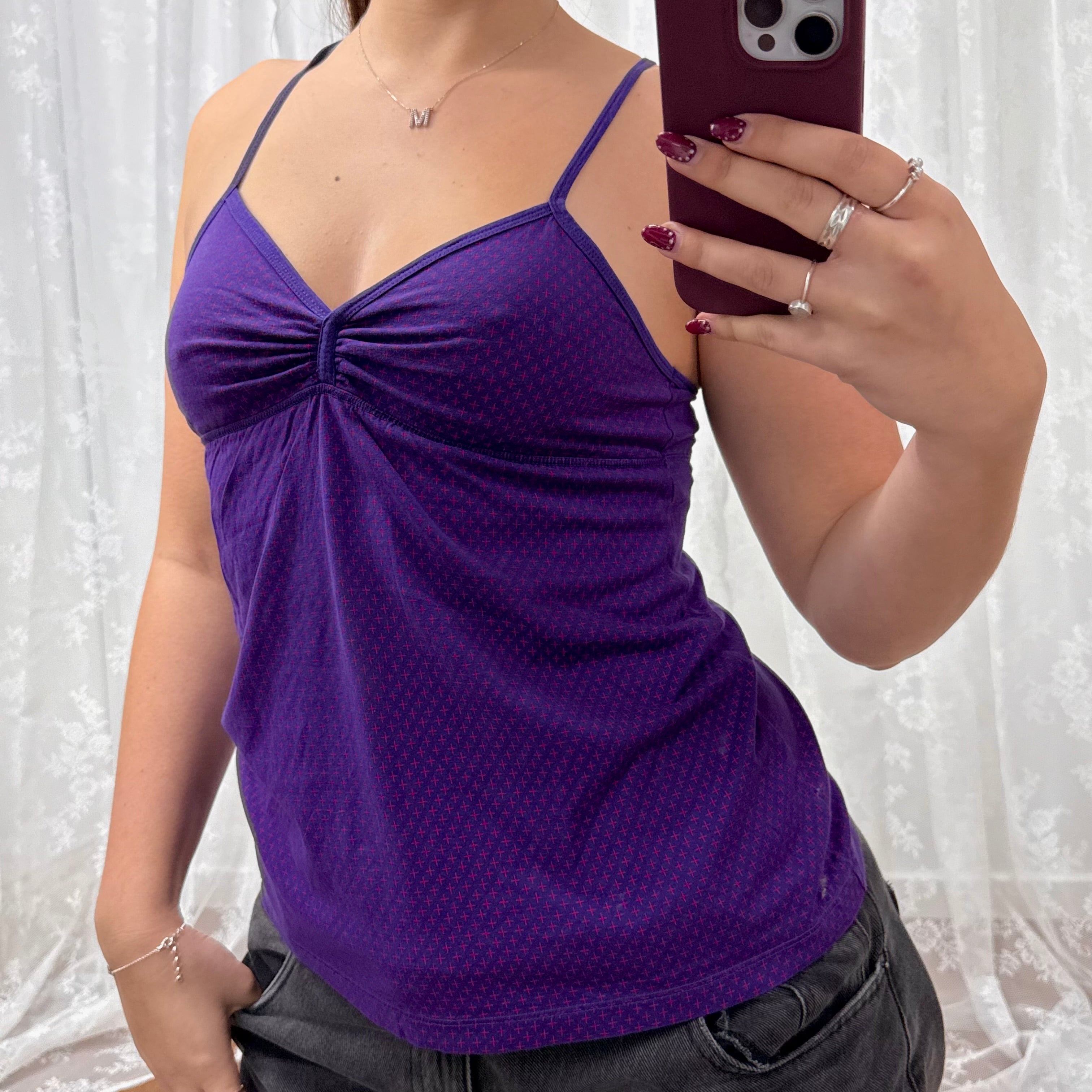 Purple and pink patterned cami top