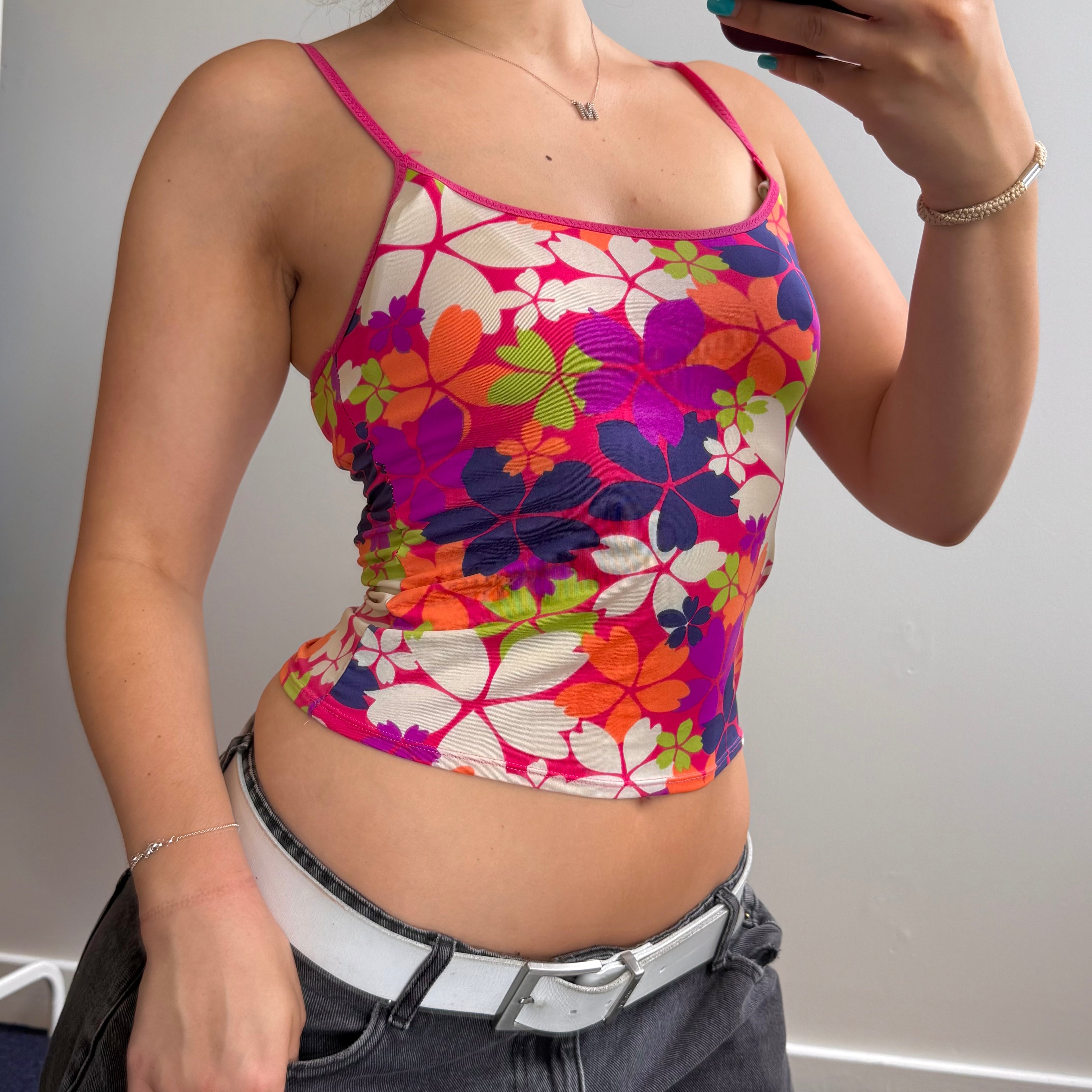 Slinky multicoloured floral tank top