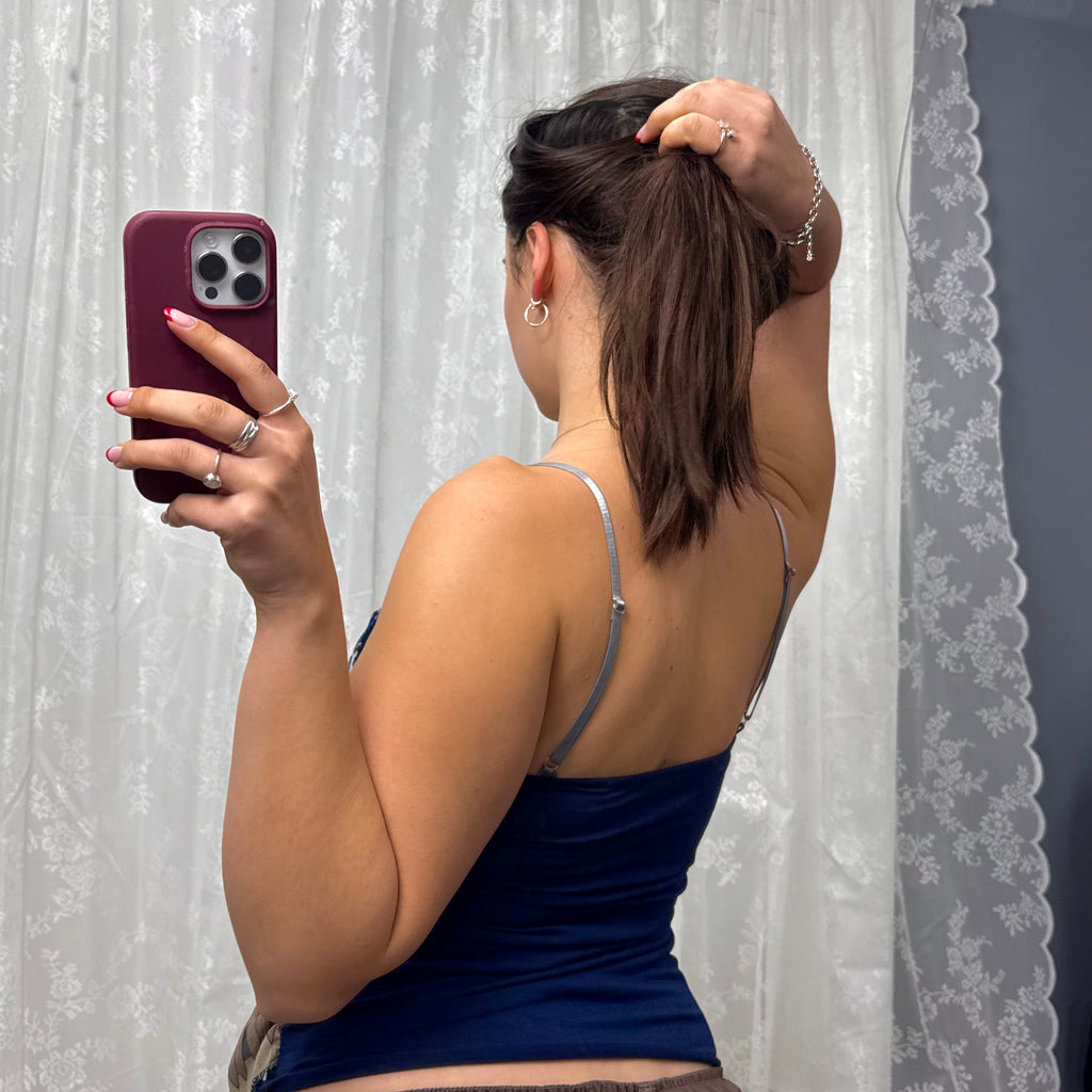 Blue floaty patterned cami top