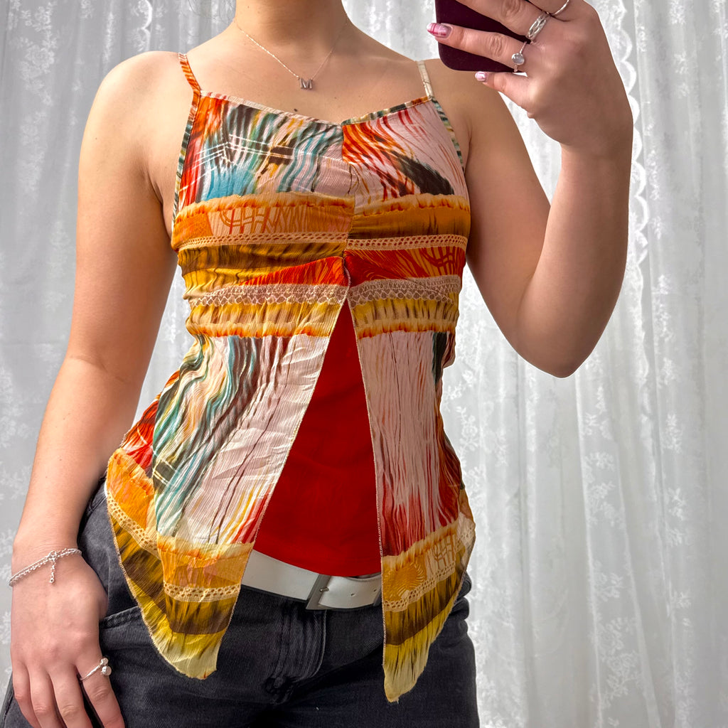 Multicoloured open cami top