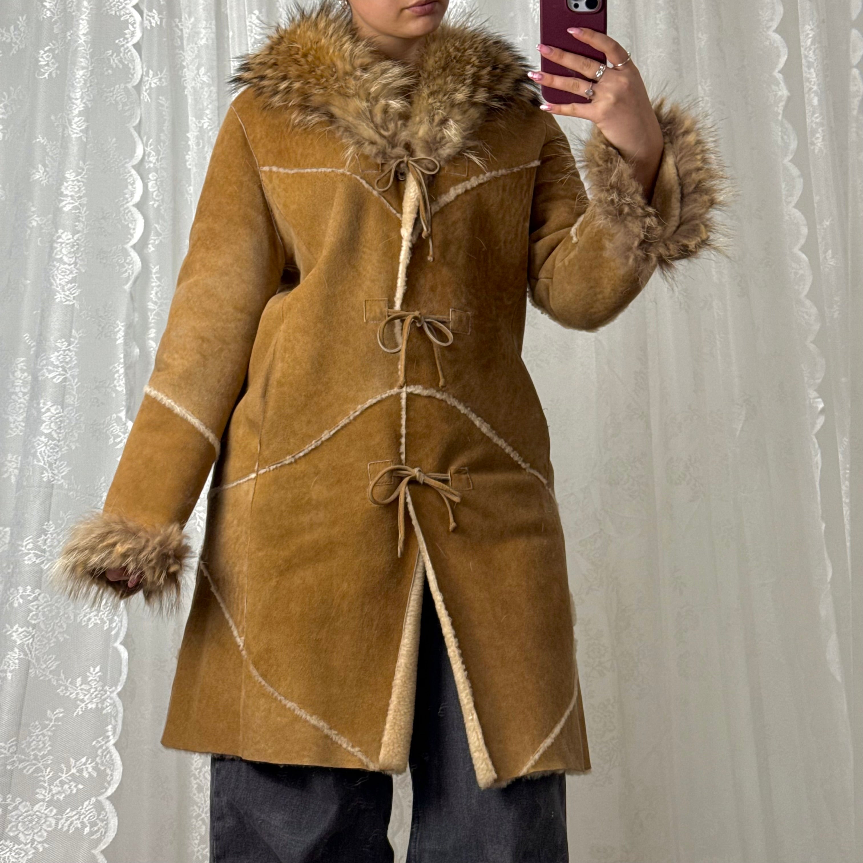 Tan/brown shearling fur jacket