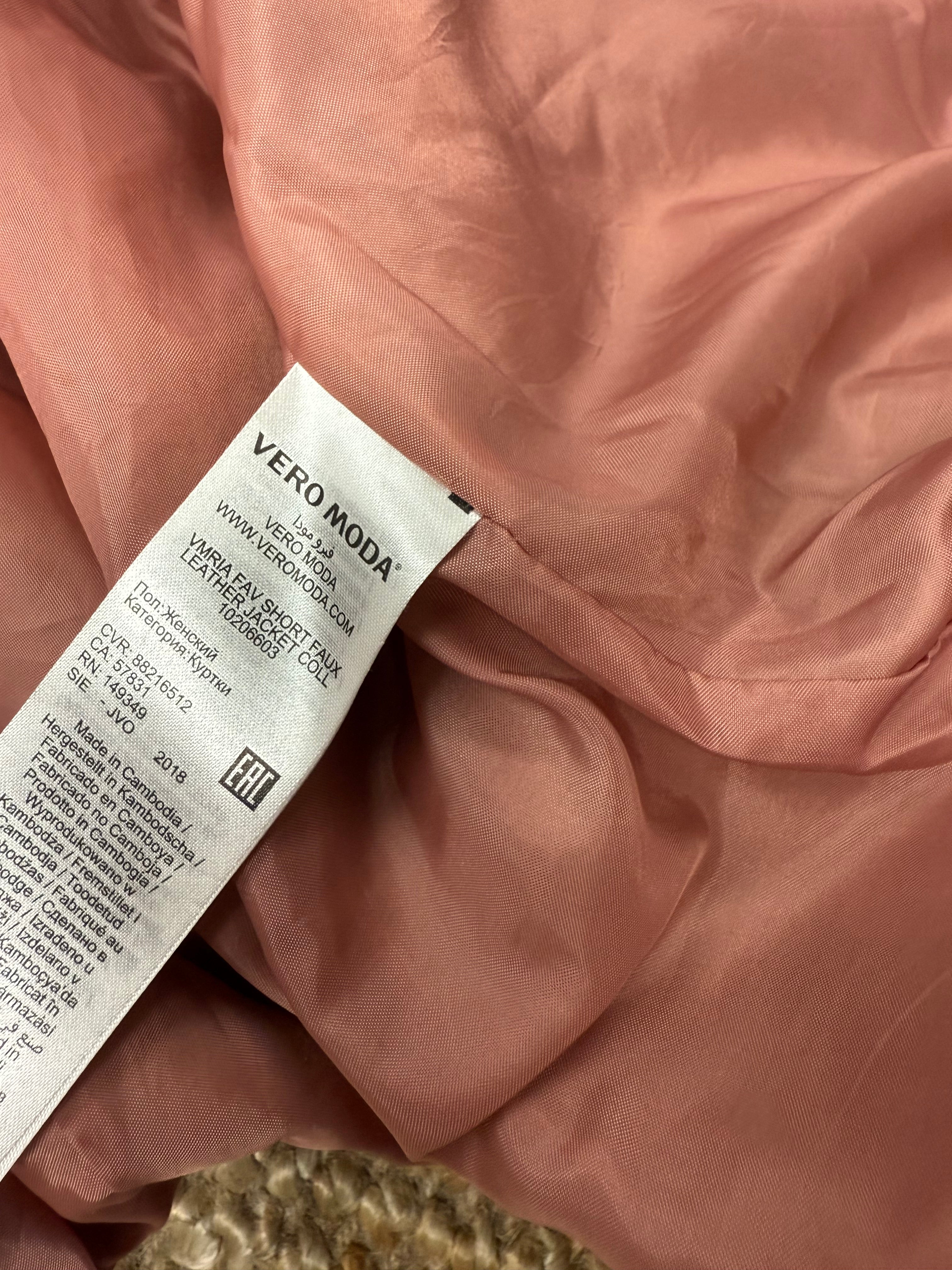 Pink faux leather zip up jacket