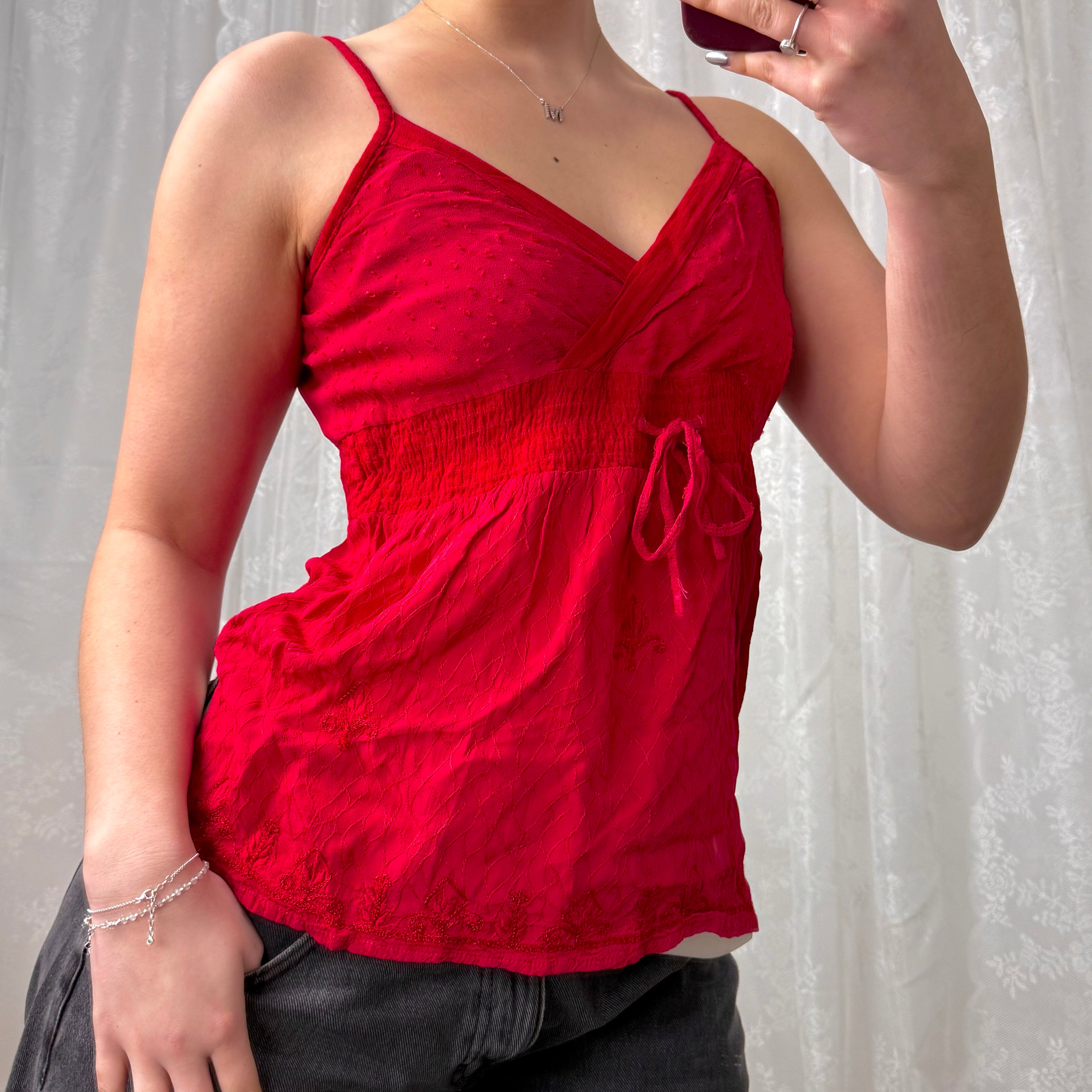 Red detailed cami top