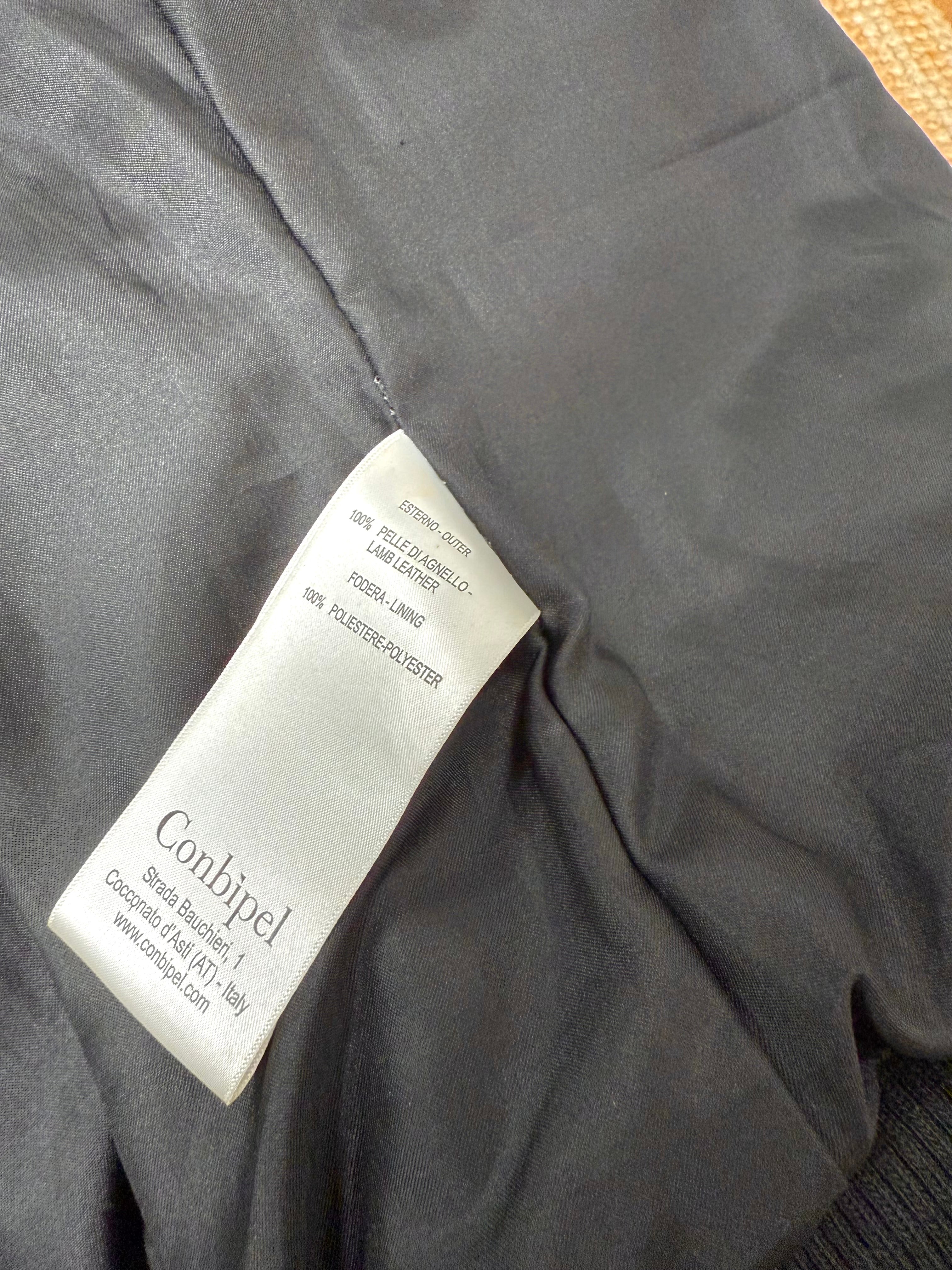 Black leather zip up bomber jacket