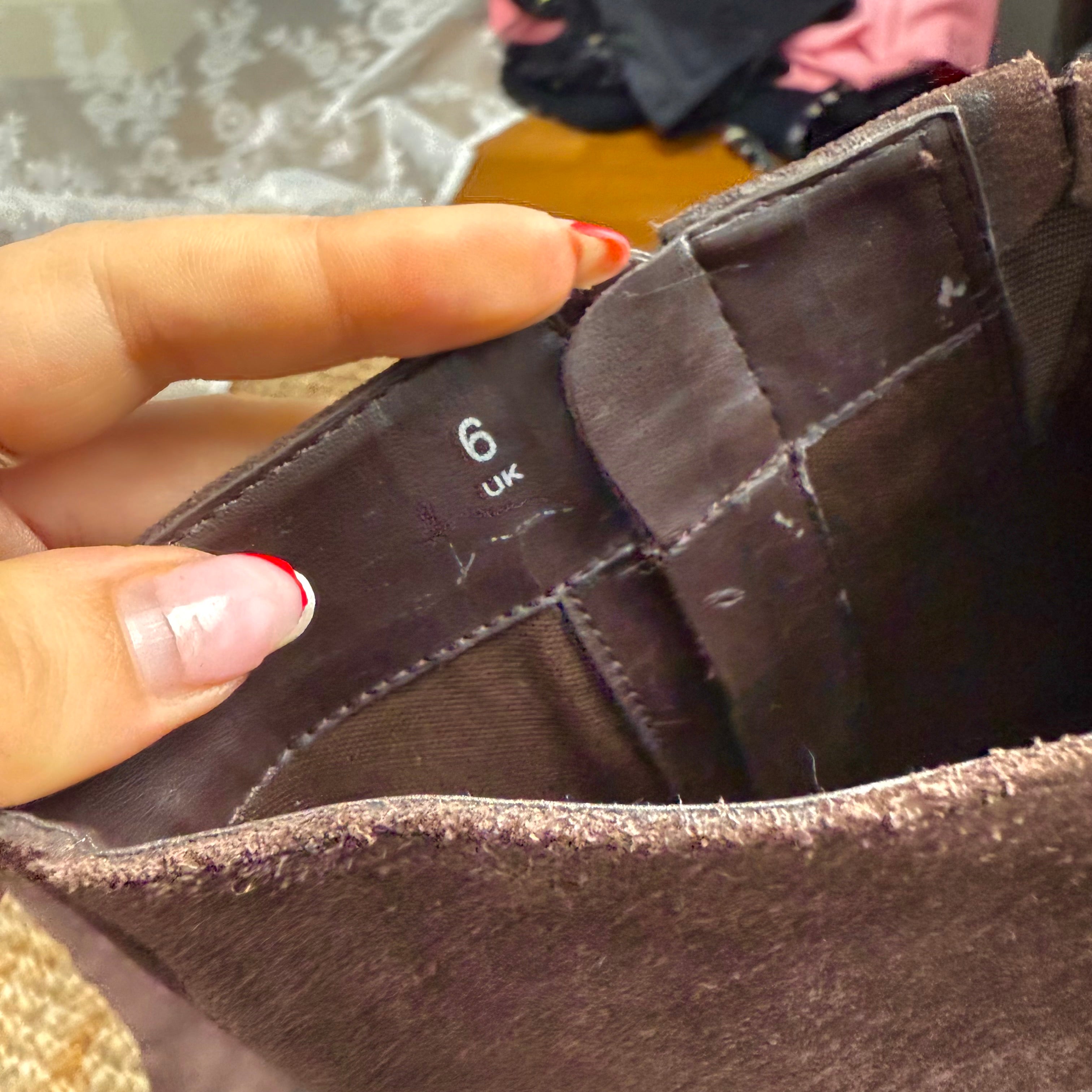 Brown embroided wedge boots