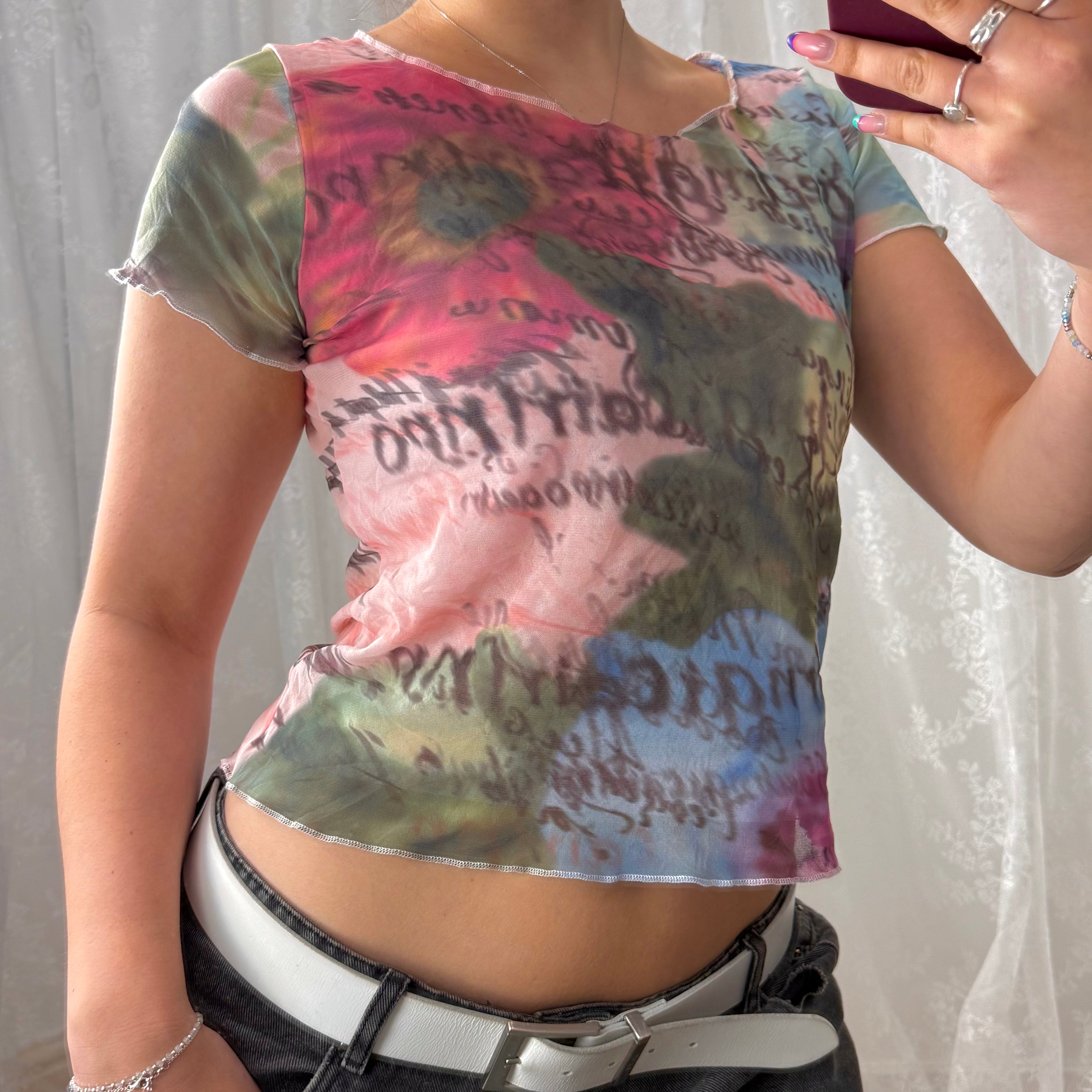 Mesh patterned baby tee