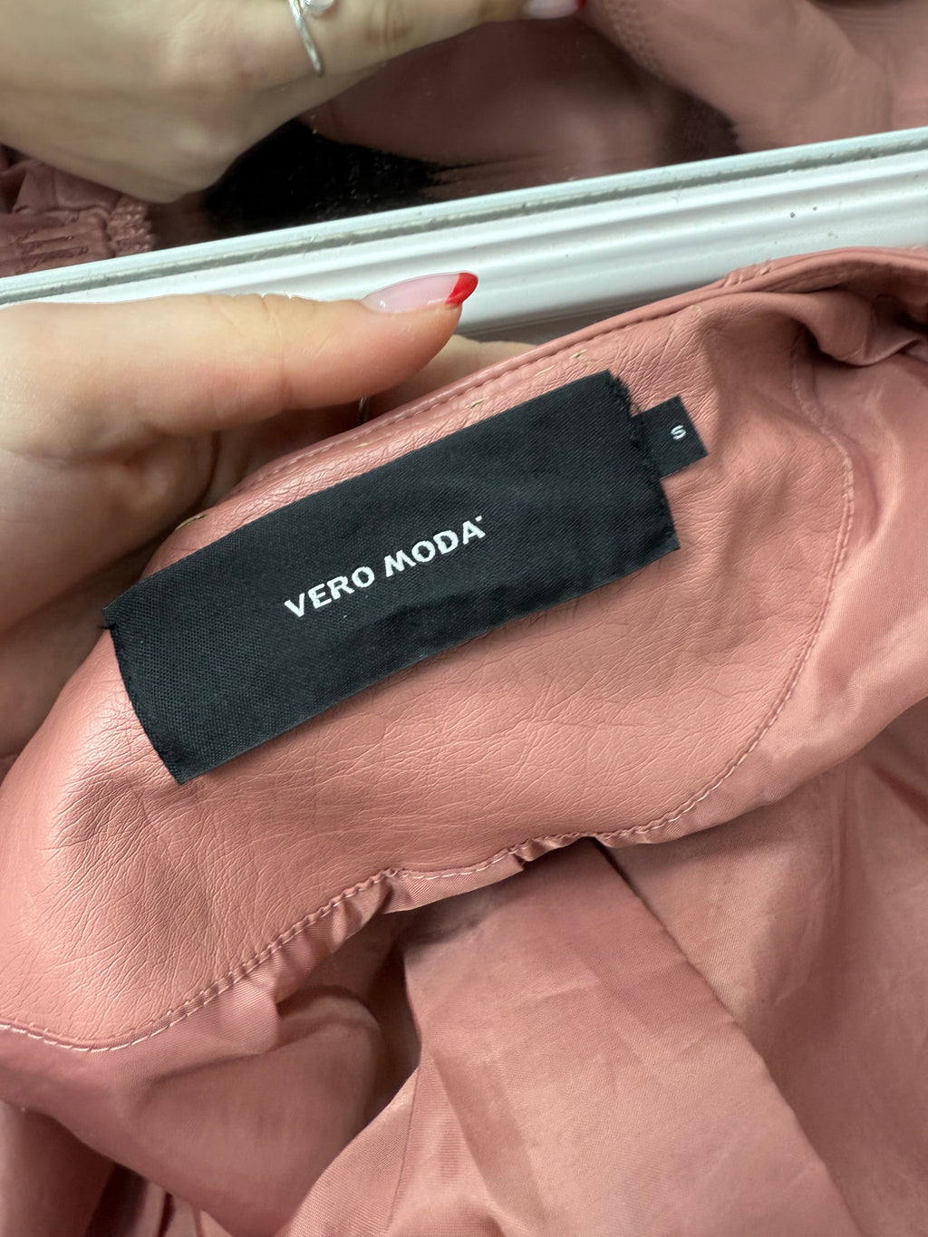 Pink faux leather zip up jacket