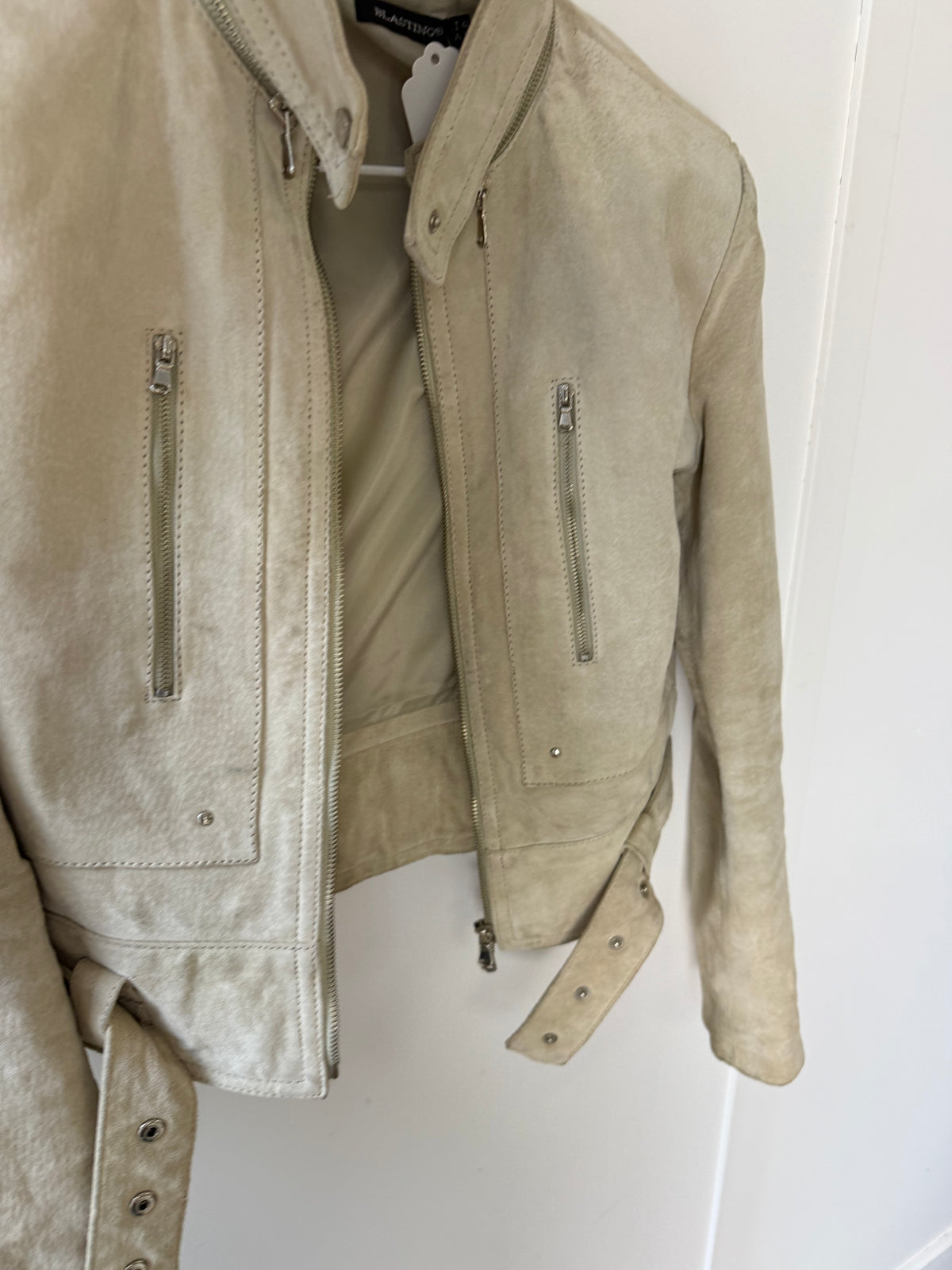 Sand suede cropped jacket