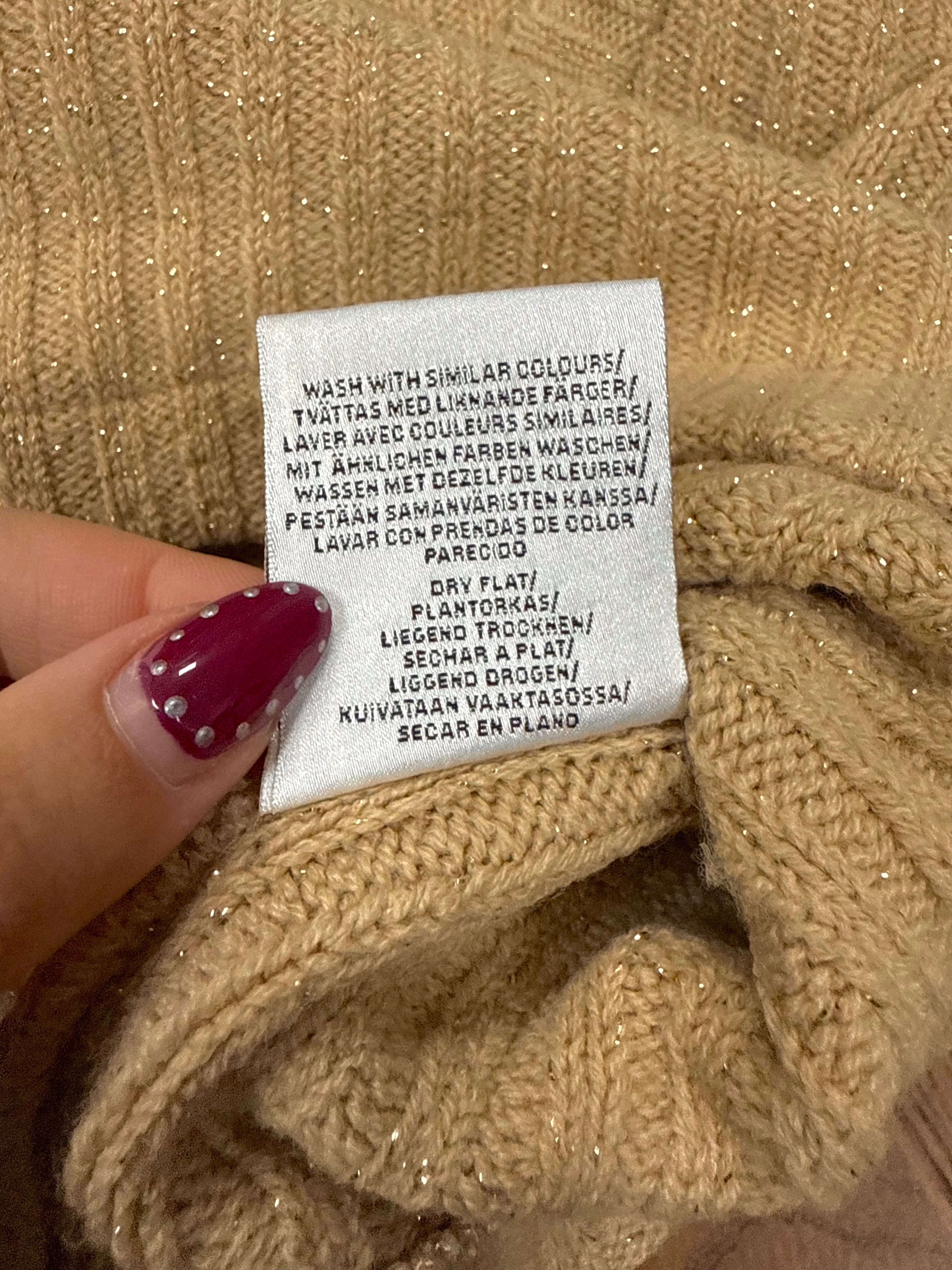 Gold glittery v neck sweater