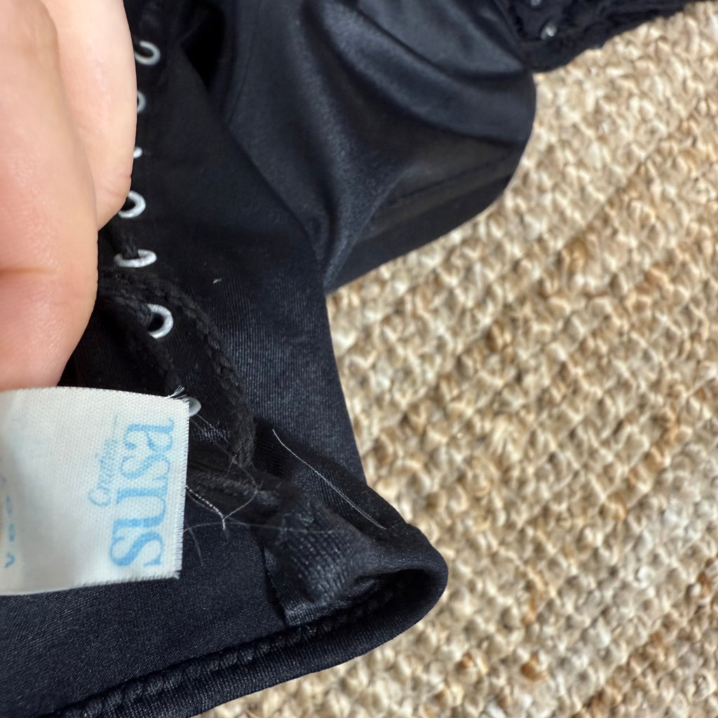 Black lace beaded off the shoulder corset top