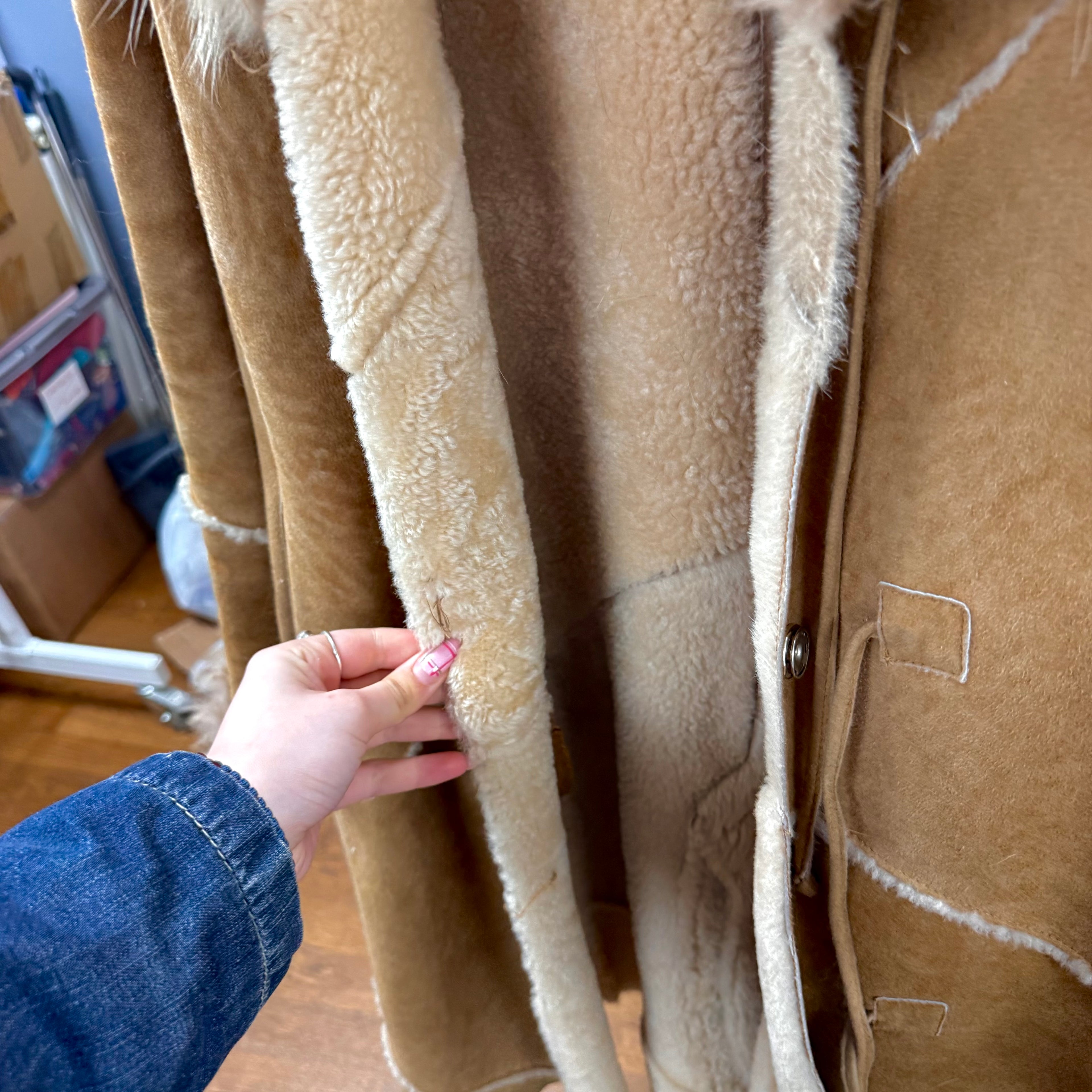 Tan/brown shearling fur jacket