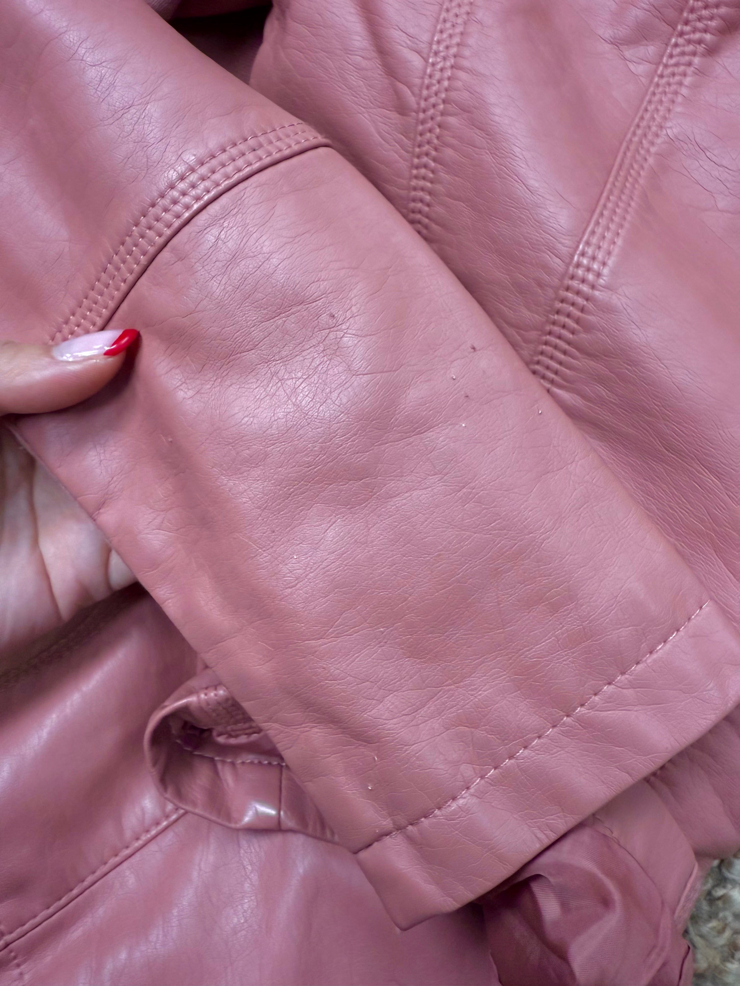 Pink faux leather zip up jacket
