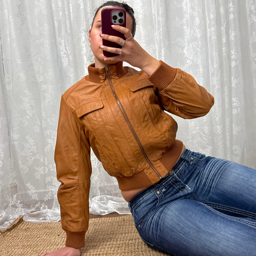 Tan leather jacket