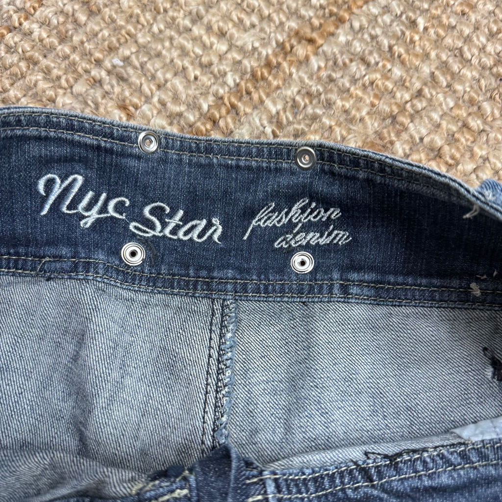 Micro mini blue denim shorts