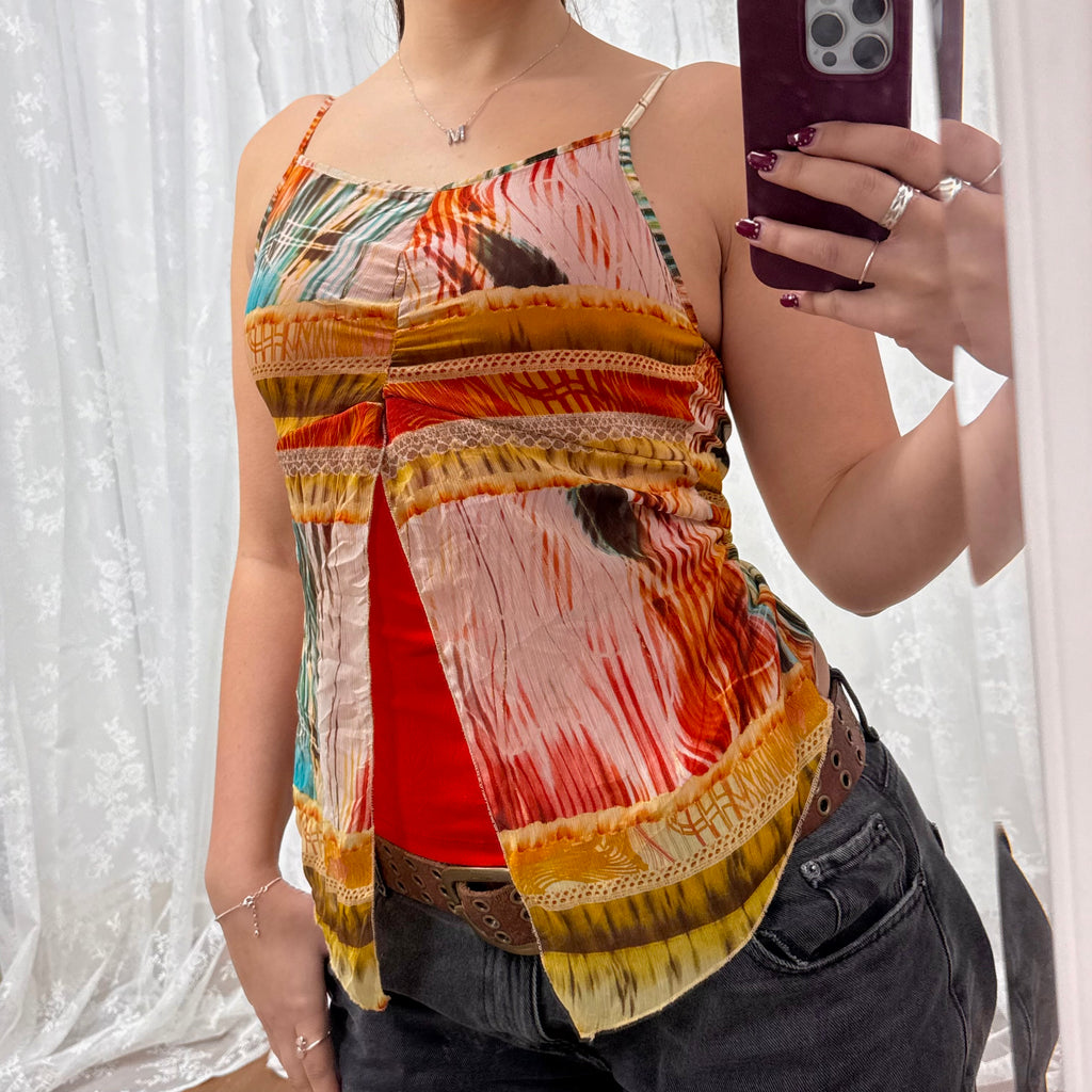 Multicoloured open cami top